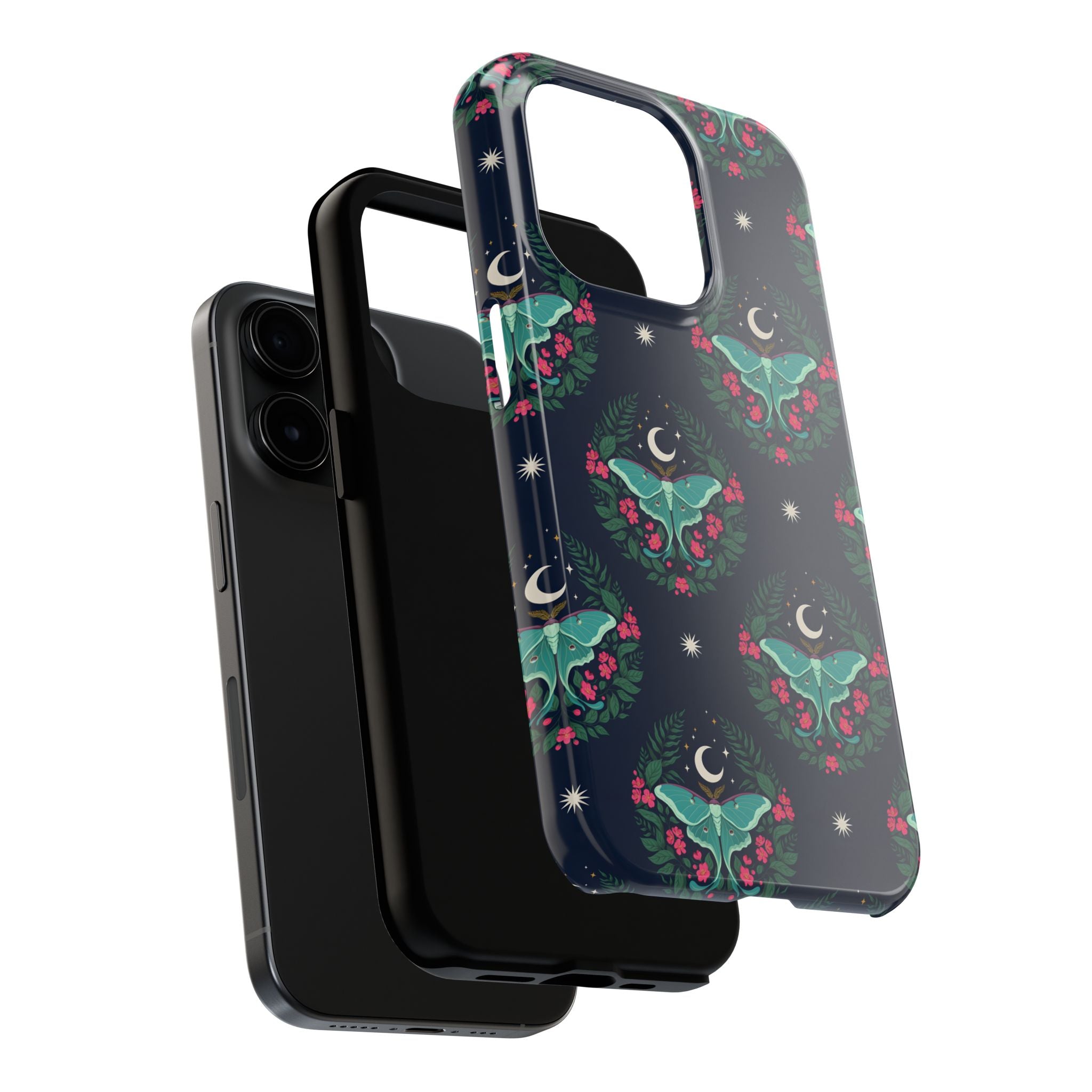 Moon Moth Tough Phone Case — Botanical Nightscape Protective Cover