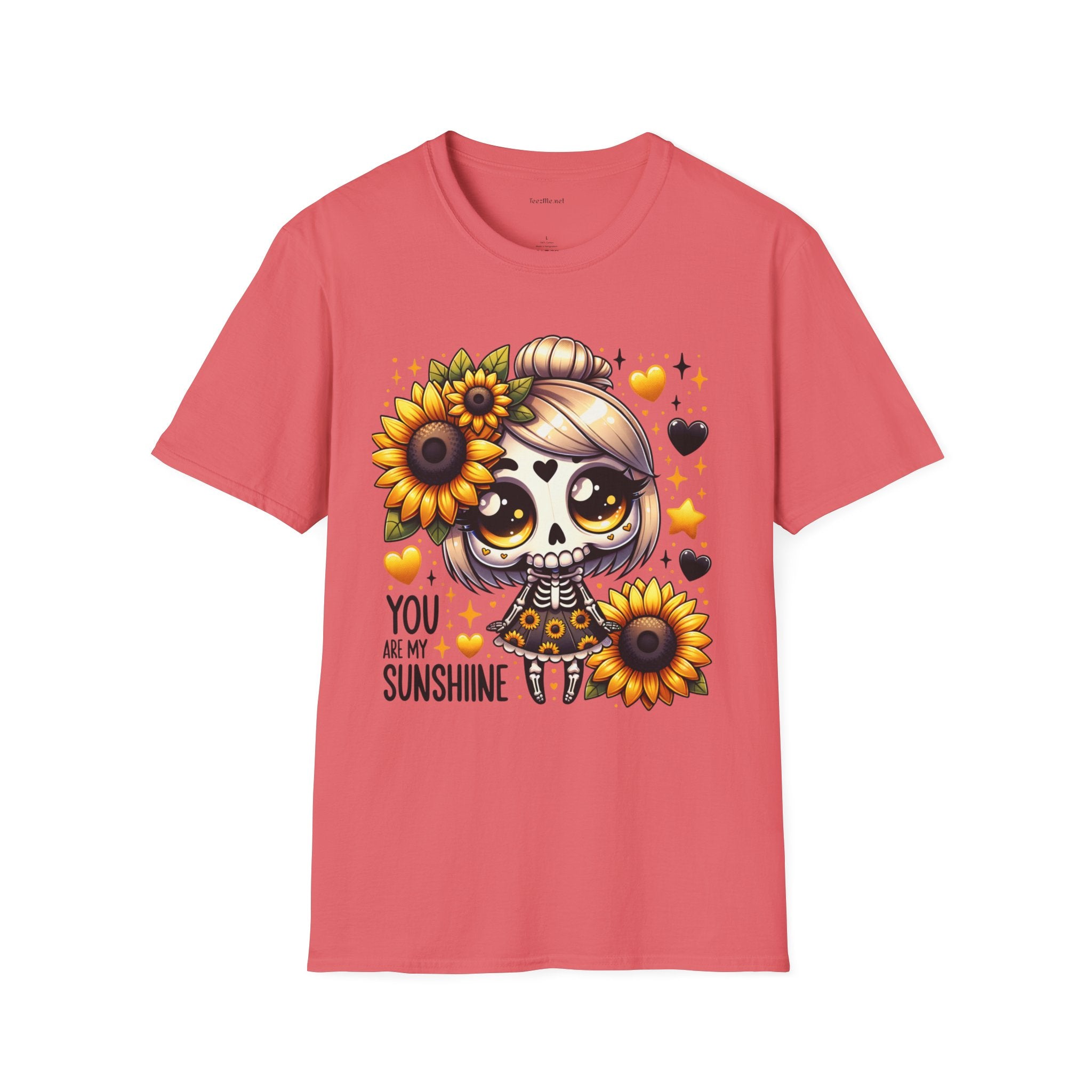 Sunflower Day of the Dead Tee — "You Are My Sunshine" Cute Sugar Skull Shirt