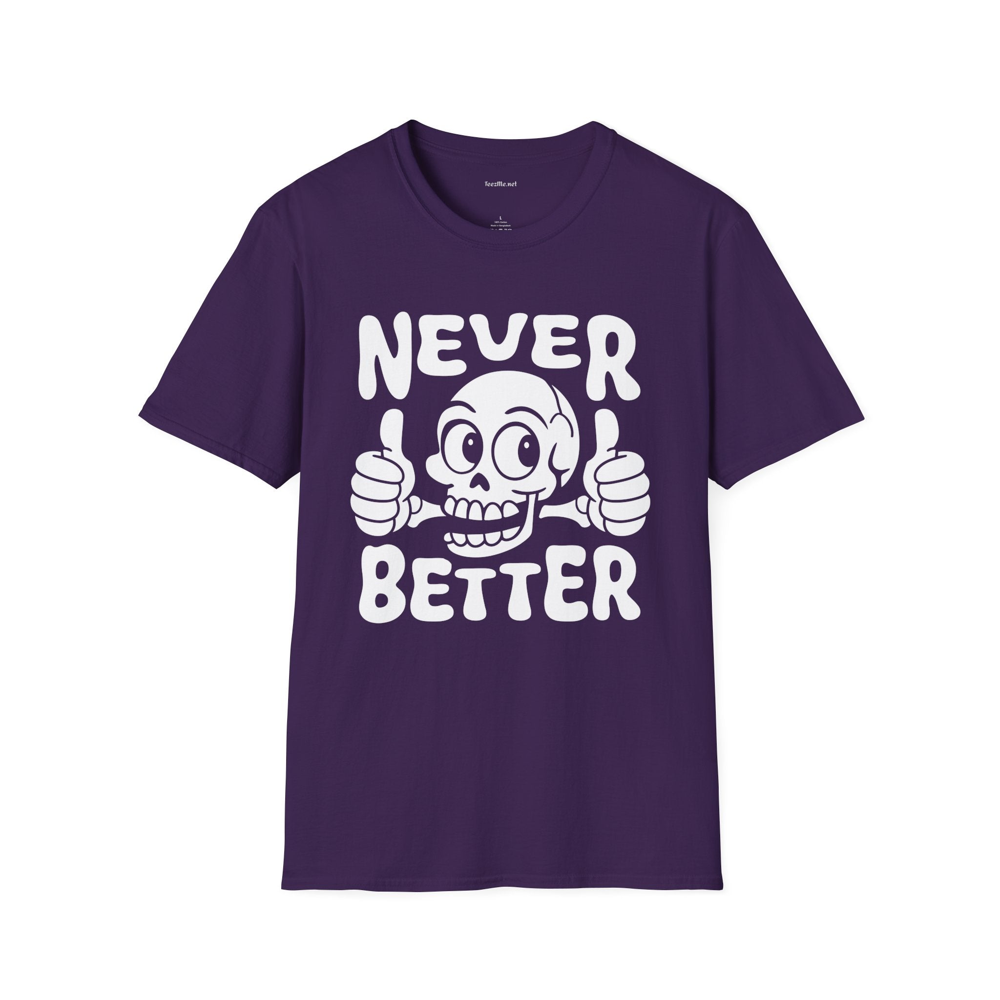 Never Better Skull Tee — Retro Thumbs-Up Graphic T-Shirt