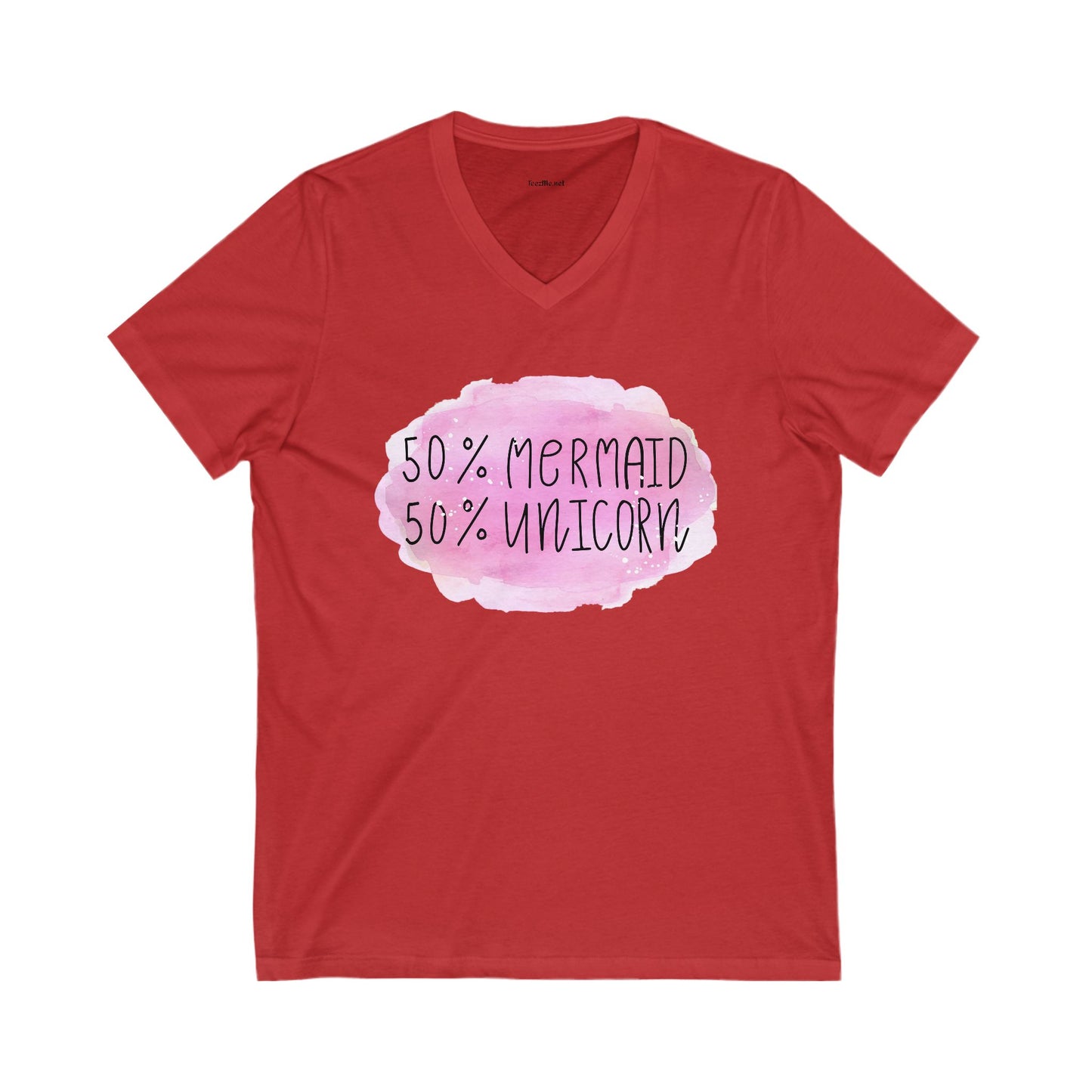 50% Mermaid 50% Unicorn - Unisex Jersey Short Sleeve V-Neck Tee