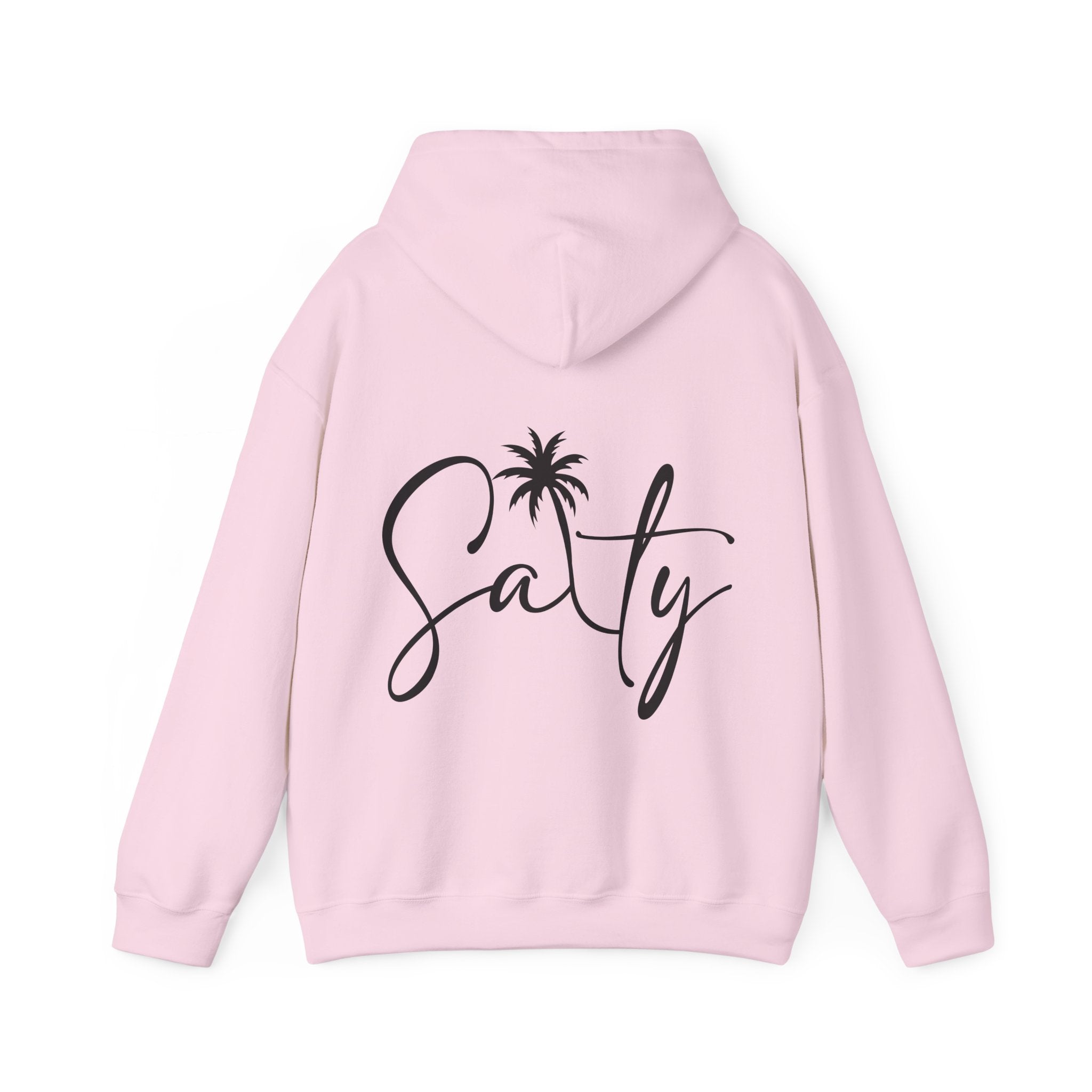 Salty Palm Hoodie — Coastal Script Beach Sweatshirt
