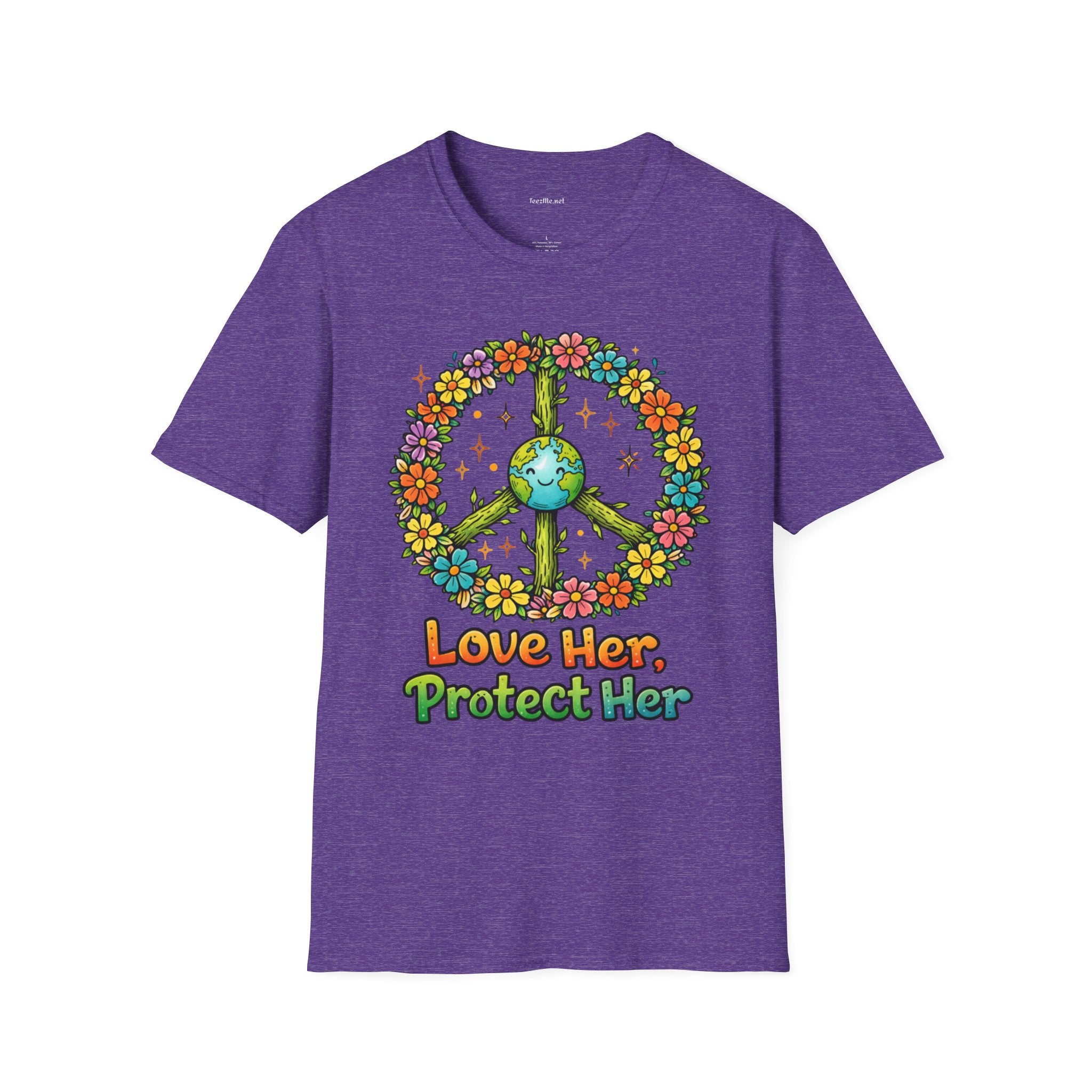 Earth Peace T-Shirt — "Love Her, Protect Her" Floral Eco Graphic