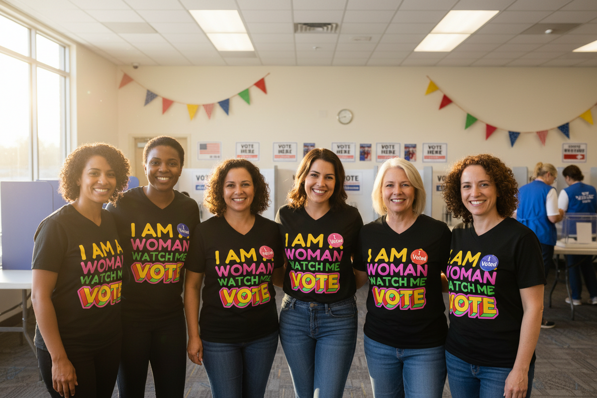 I Am A Woman Watch Me Vote V-Neck Statement Tee