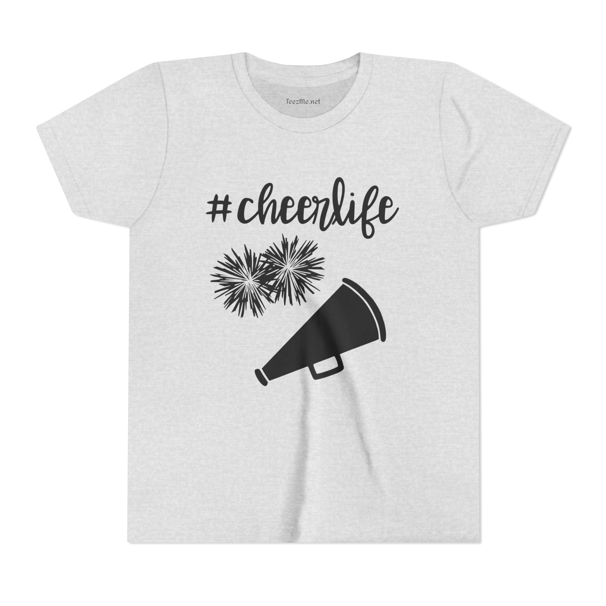 Youth Cheer Tee - “#cheerlife” Megaphone & Pom Design