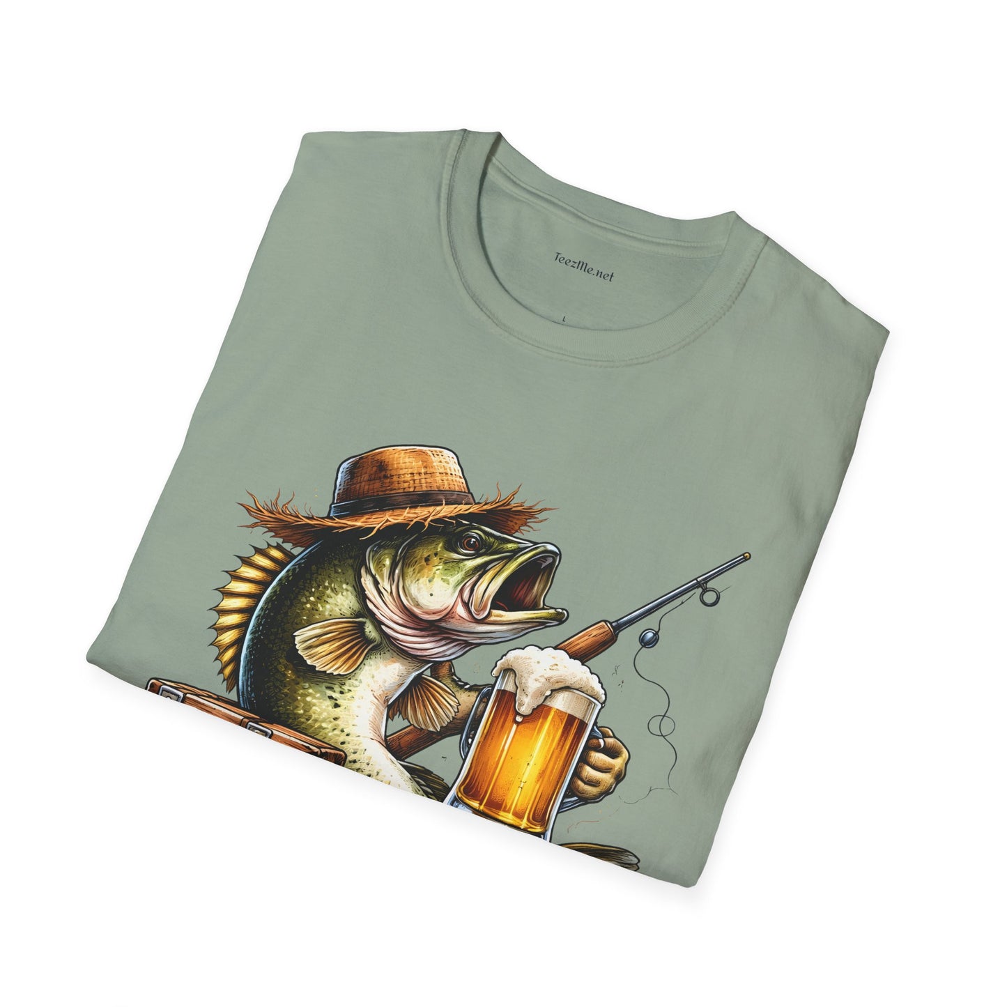 Bass Drinking Beer Unisex Soft Style T-Shirt 100% Cotton Graphic