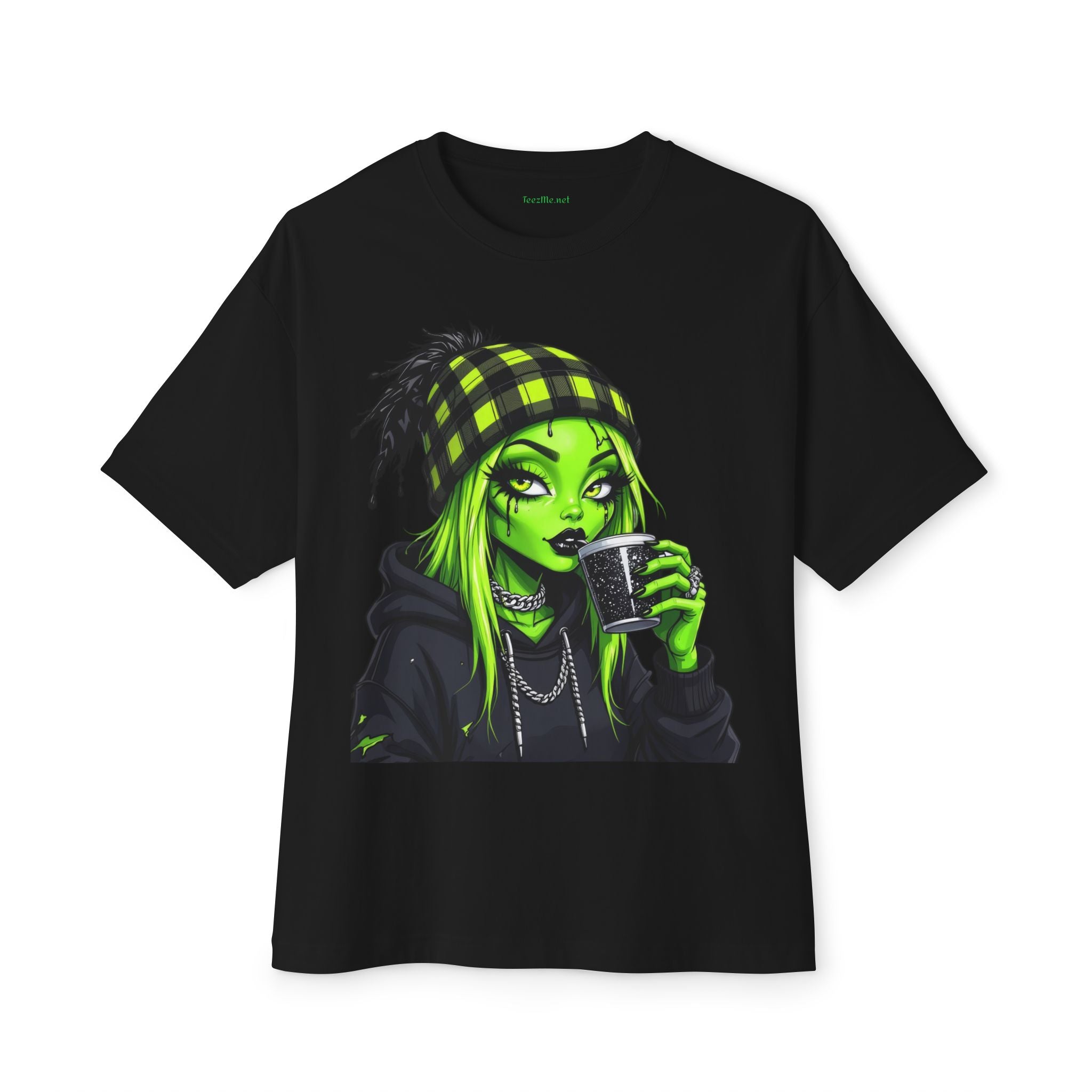 Alien Coffee Girl Unisex Oversized Boxy Tee