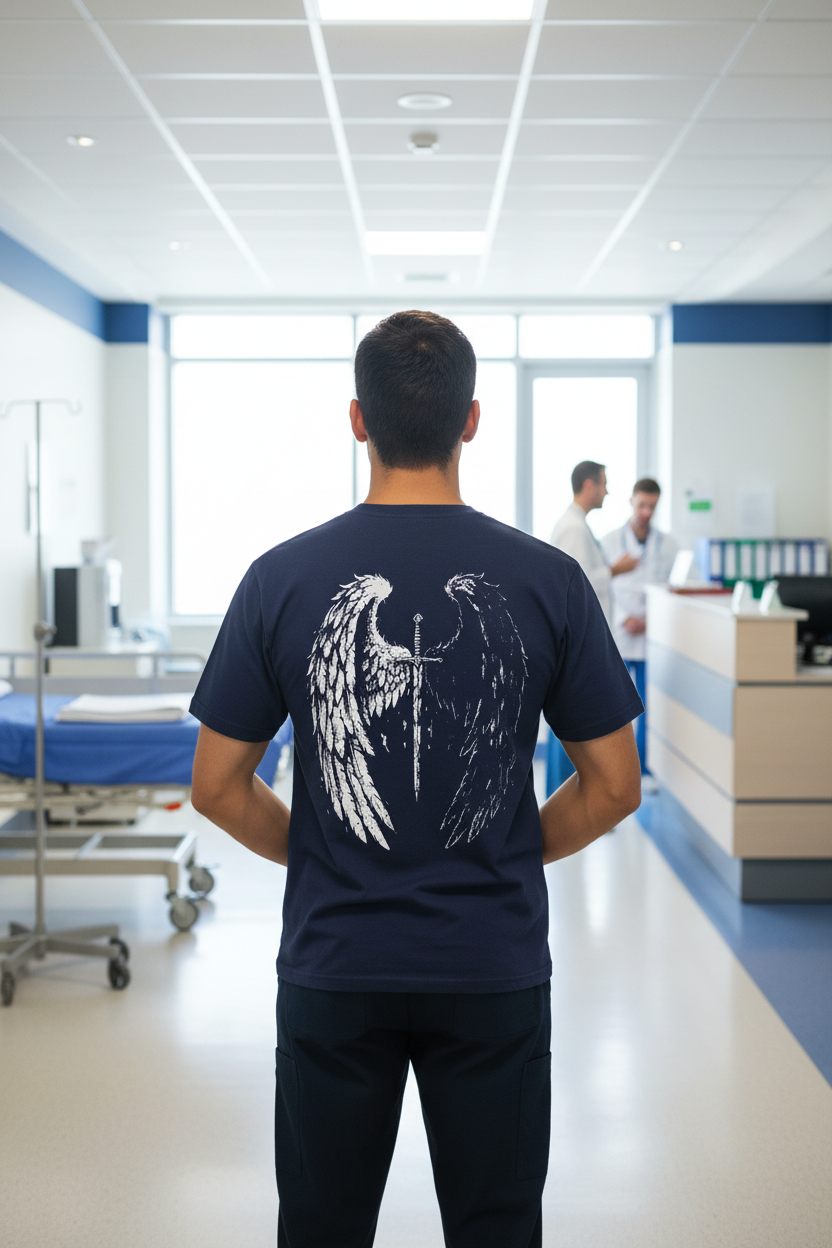 Sword & Wing Graphic Tee — Gothic Dragon Wing Shirt (print on back)