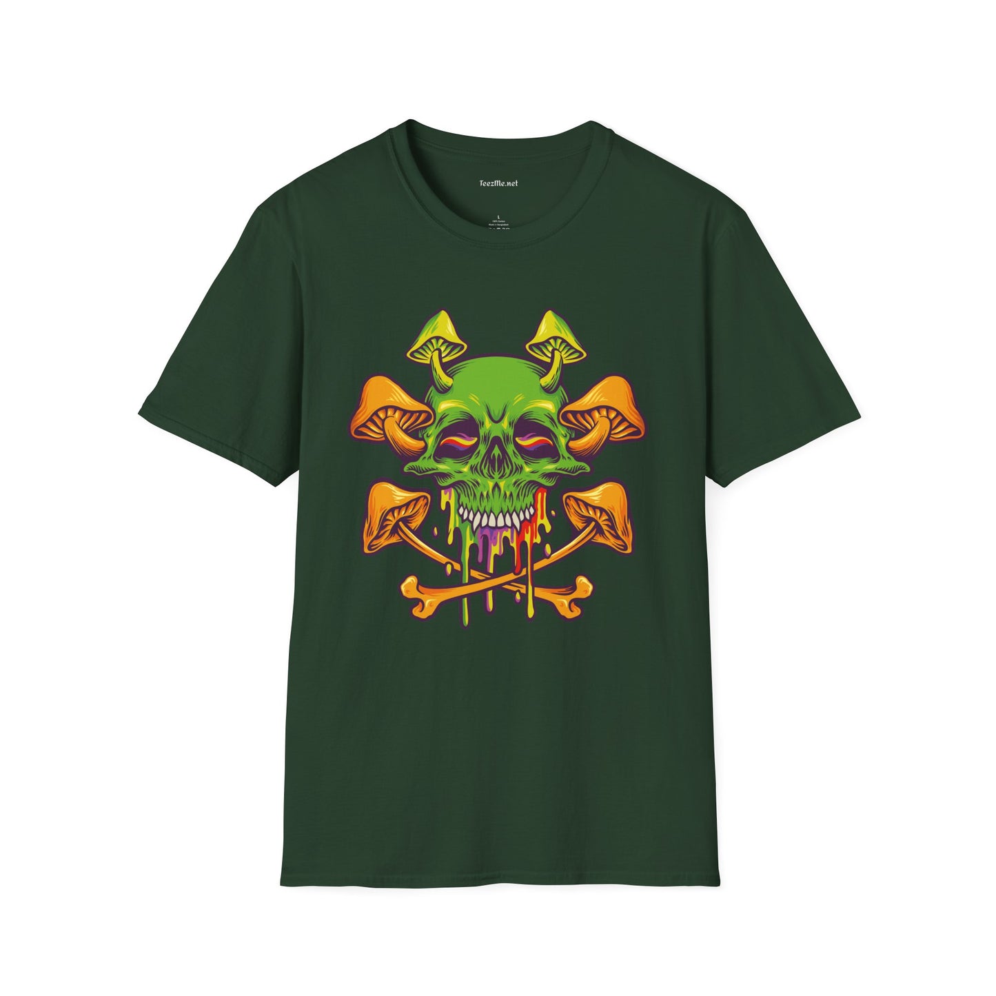 Sugar Skull Magic Mushrooms 01 Unisex Softstyle T-Shirt 100% Cotton Graphic