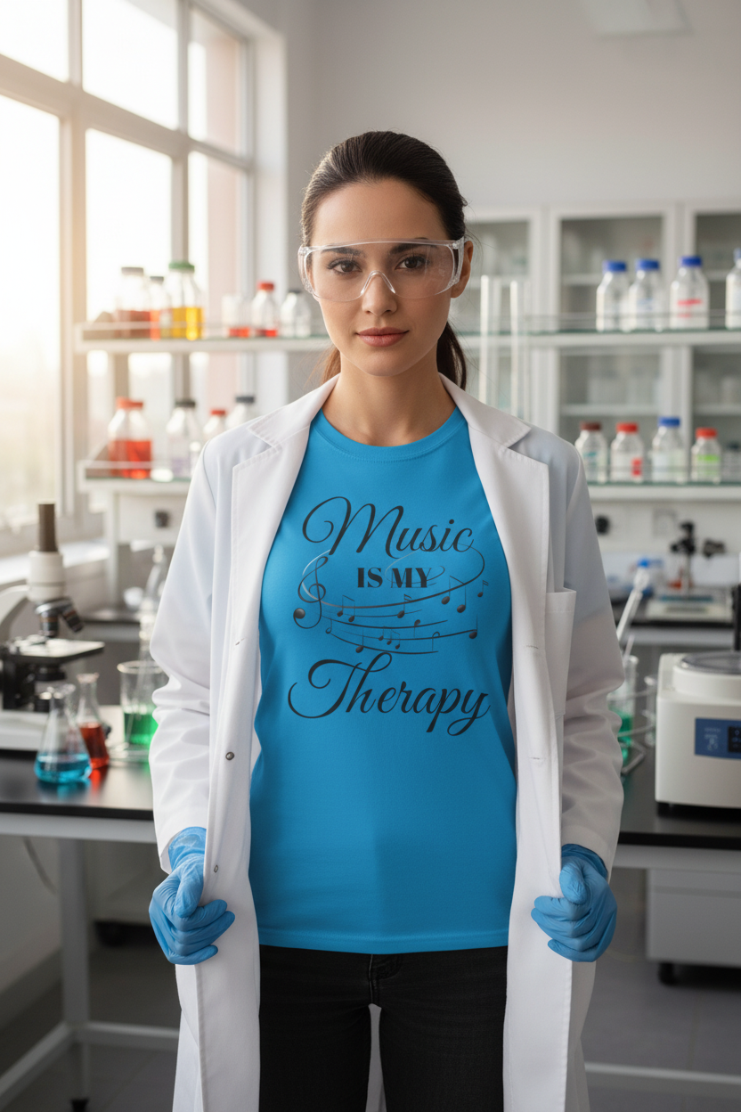 Music is my Therapy Unisex Softstyle T-Shirt 100% Cotton Graphic