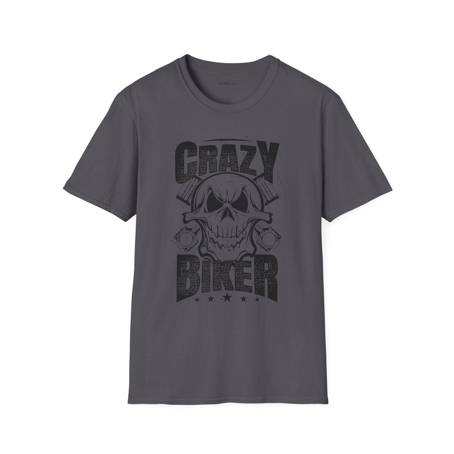 Crazy Biker Unisex Softstyle T-Shirt 100% Cotton Graphic