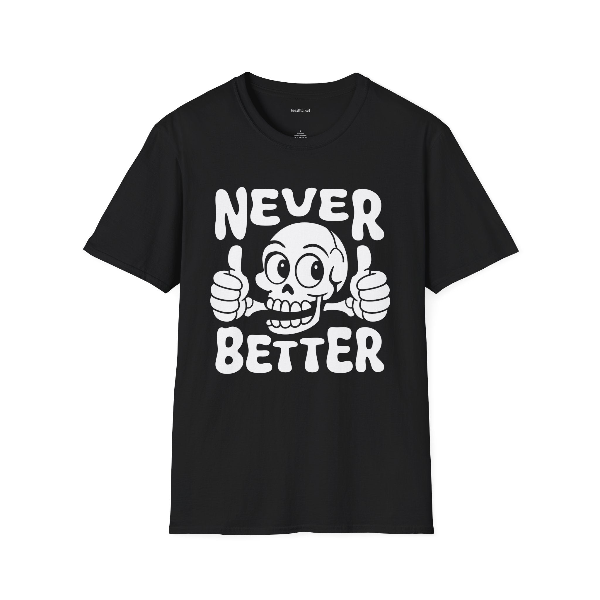 Never Better Skull Tee — Retro Thumbs-Up Graphic T-Shirt