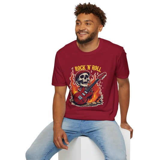 Rock N Roll Skeleton - Unisex Softstyle T-Shirt 100% Cotton Graphic