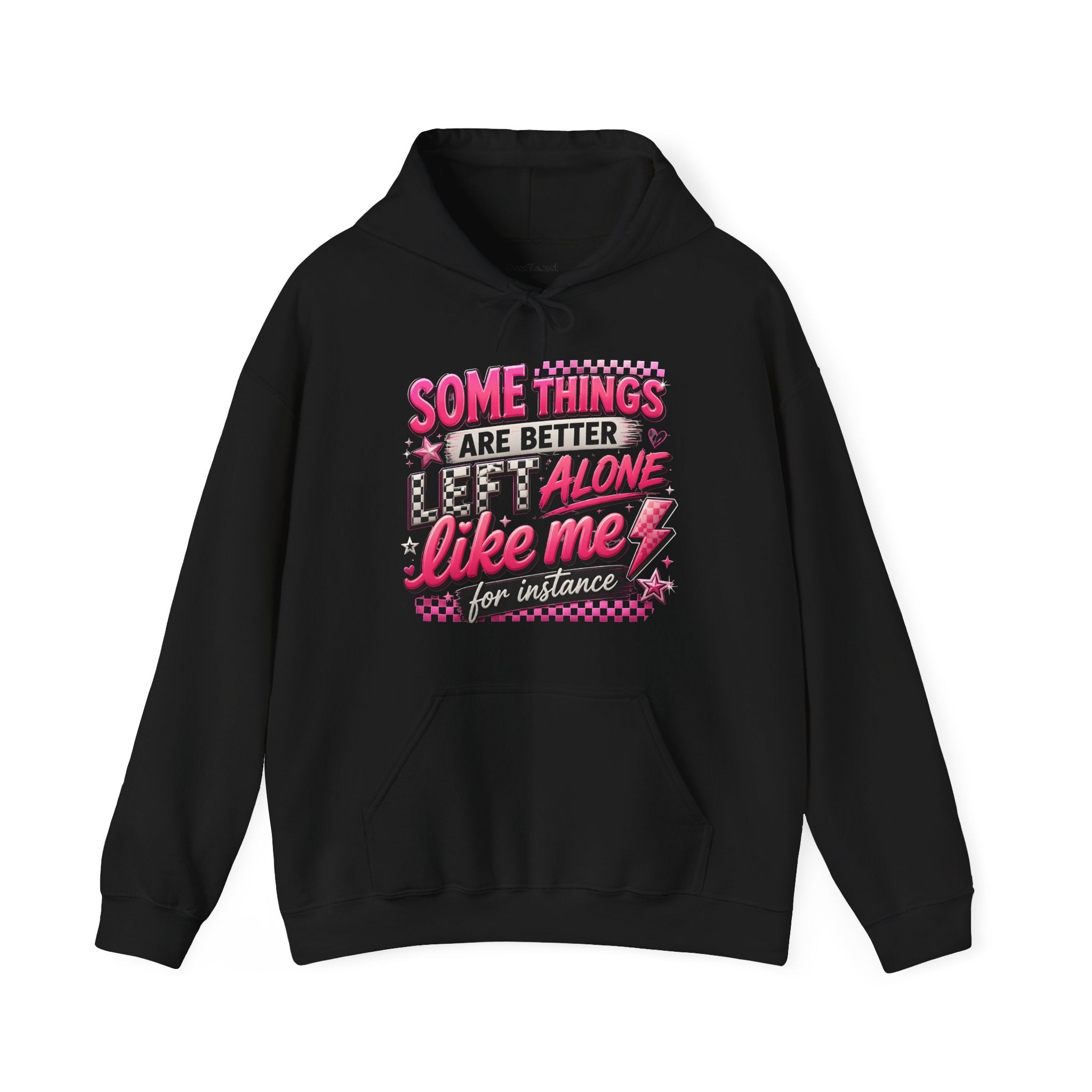 Hoodie — "Some Things Are Better Alone Like Me" Pink Retro Graphic Hoodie