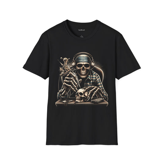 Skull Tattoo Artist 01 Unisex Soft Style T-Shirt 100% Cotton Graphic