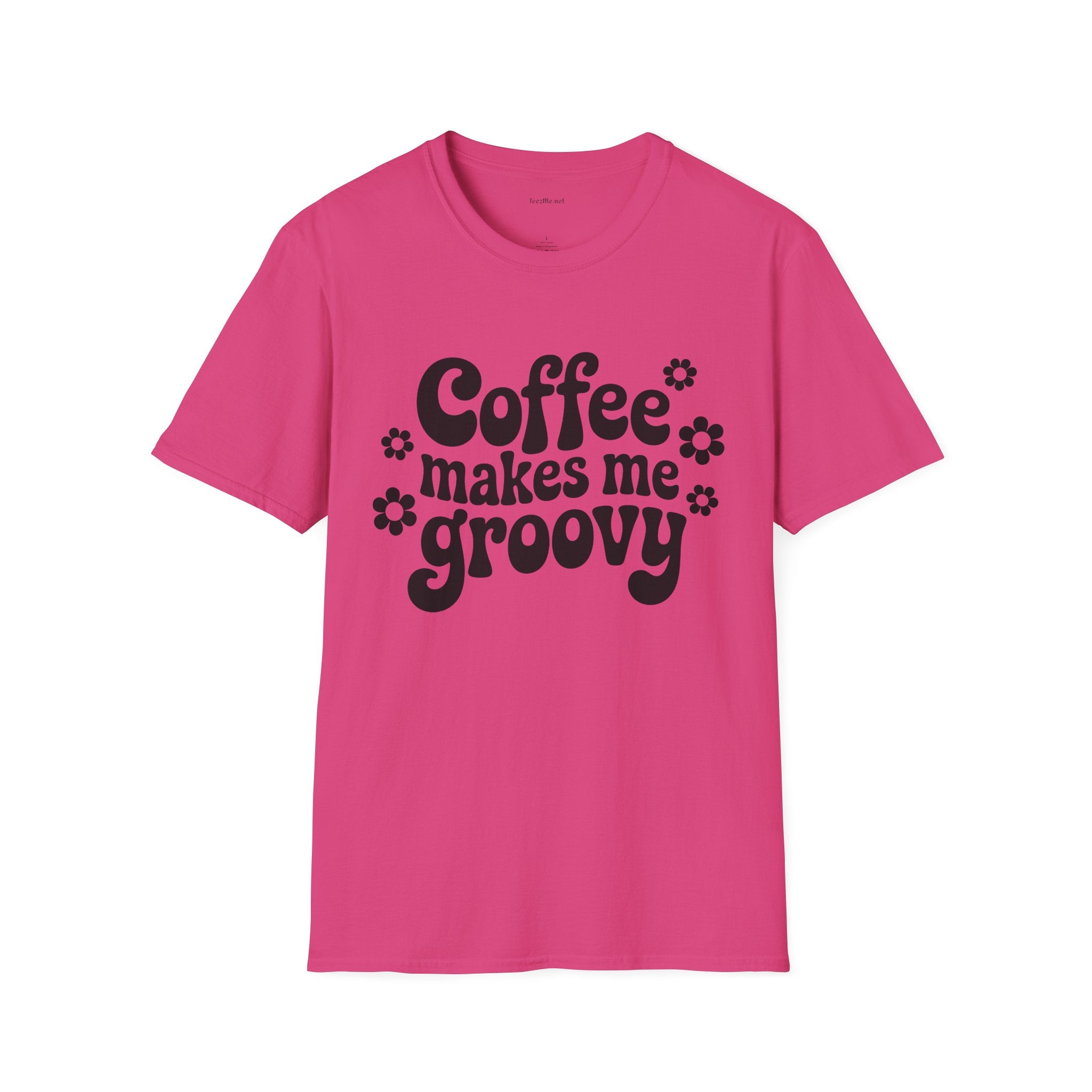 Groovy Coffee T-Shirt — “Coffee Makes Me Groovy” Retro Floral Tee