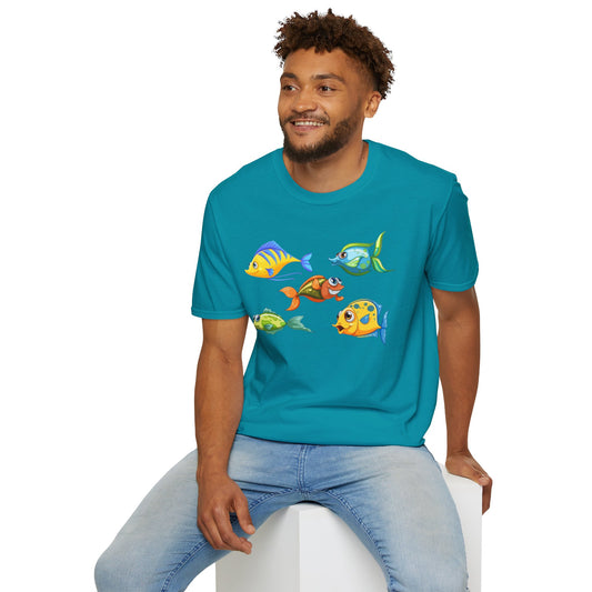 Fish (illustration) - Unisex Softstyle T-Shirt 100% Cotton Graphic