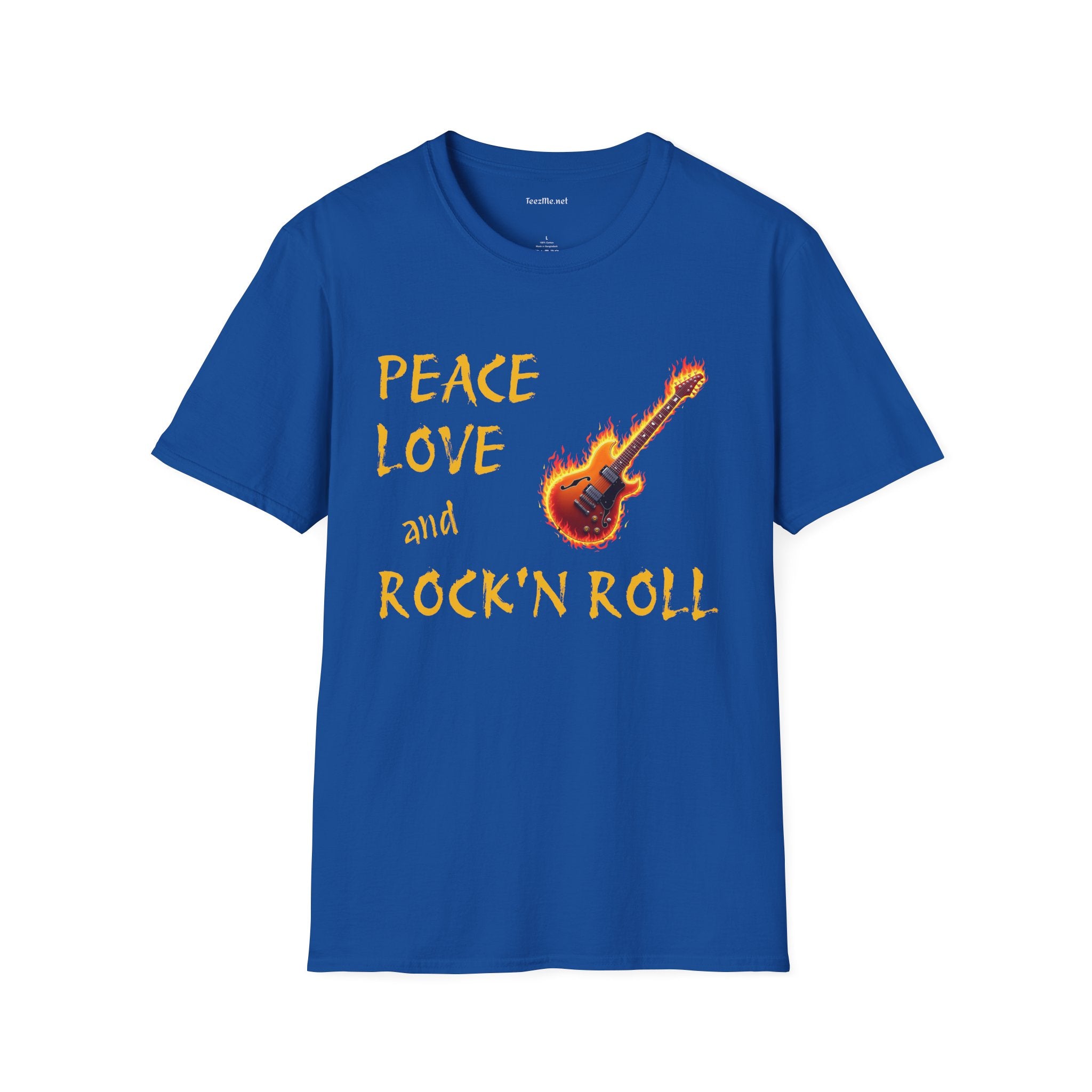 Peace Love and Rock'n Roll - Unisex Softstyle T-Shirt 100% Cotton Graphic