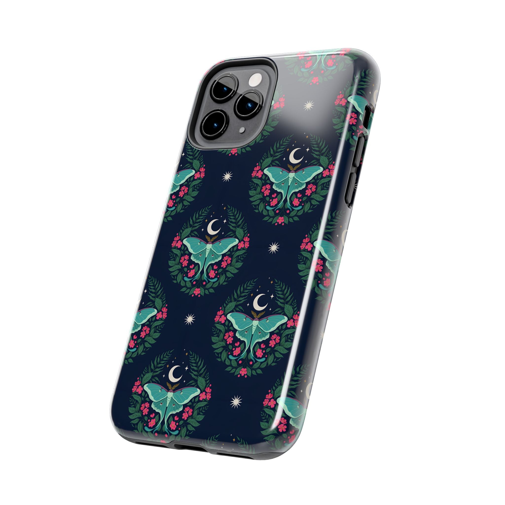 Moon Moth Tough Phone Case — Botanical Nightscape Protective Cover