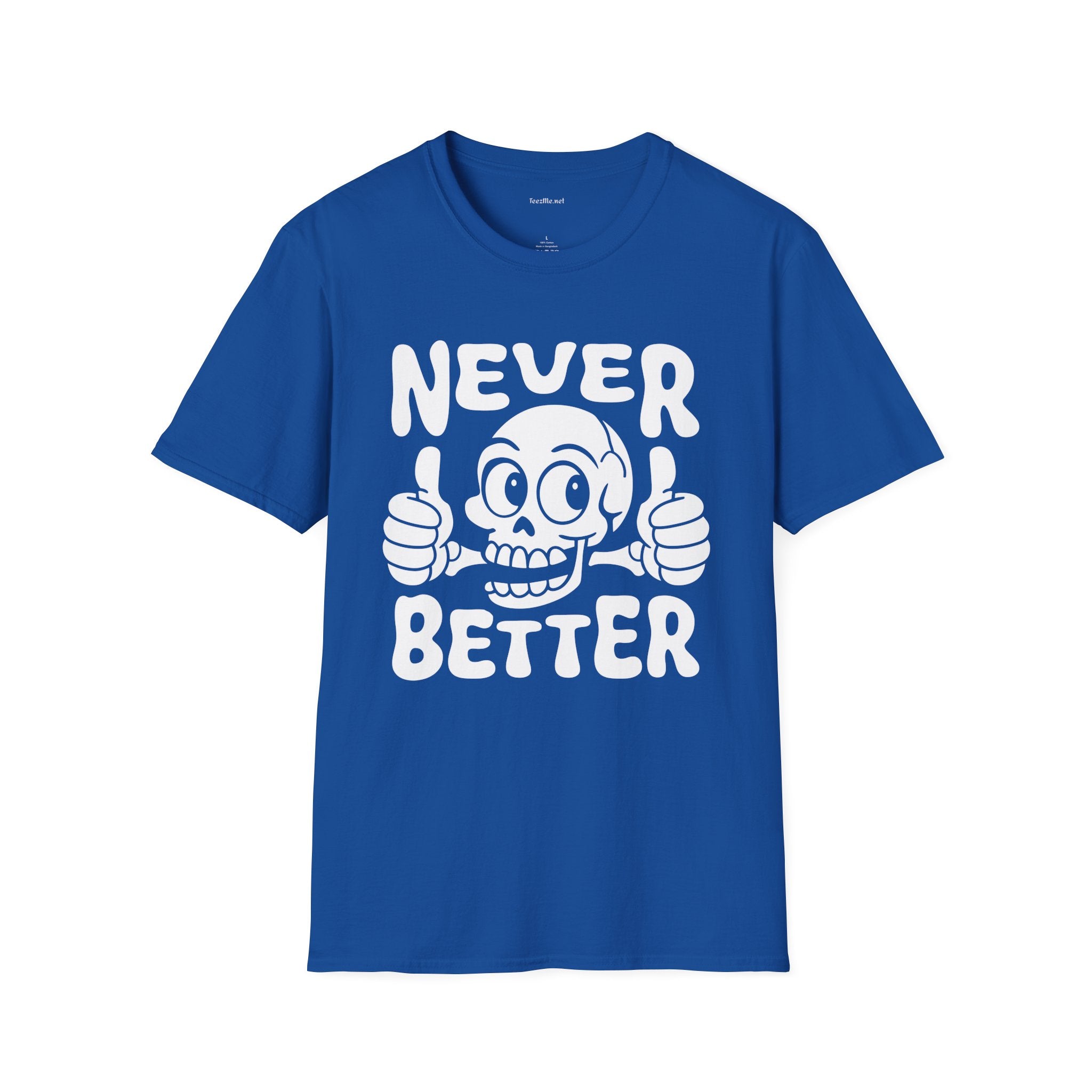 Never Better Skull Tee — Retro Thumbs-Up Graphic T-Shirt