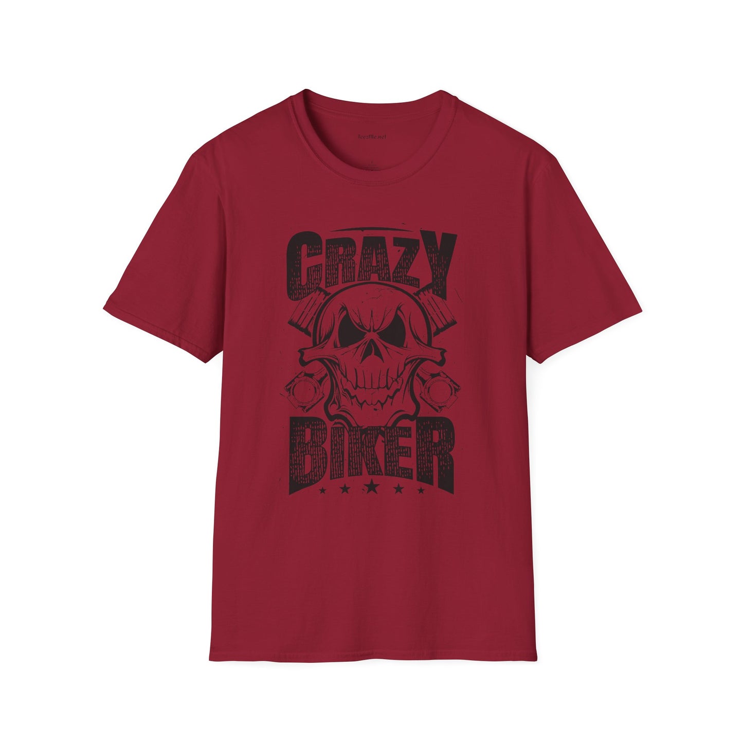 Crazy Biker Unisex Softstyle T-Shirt 100% Cotton Graphic