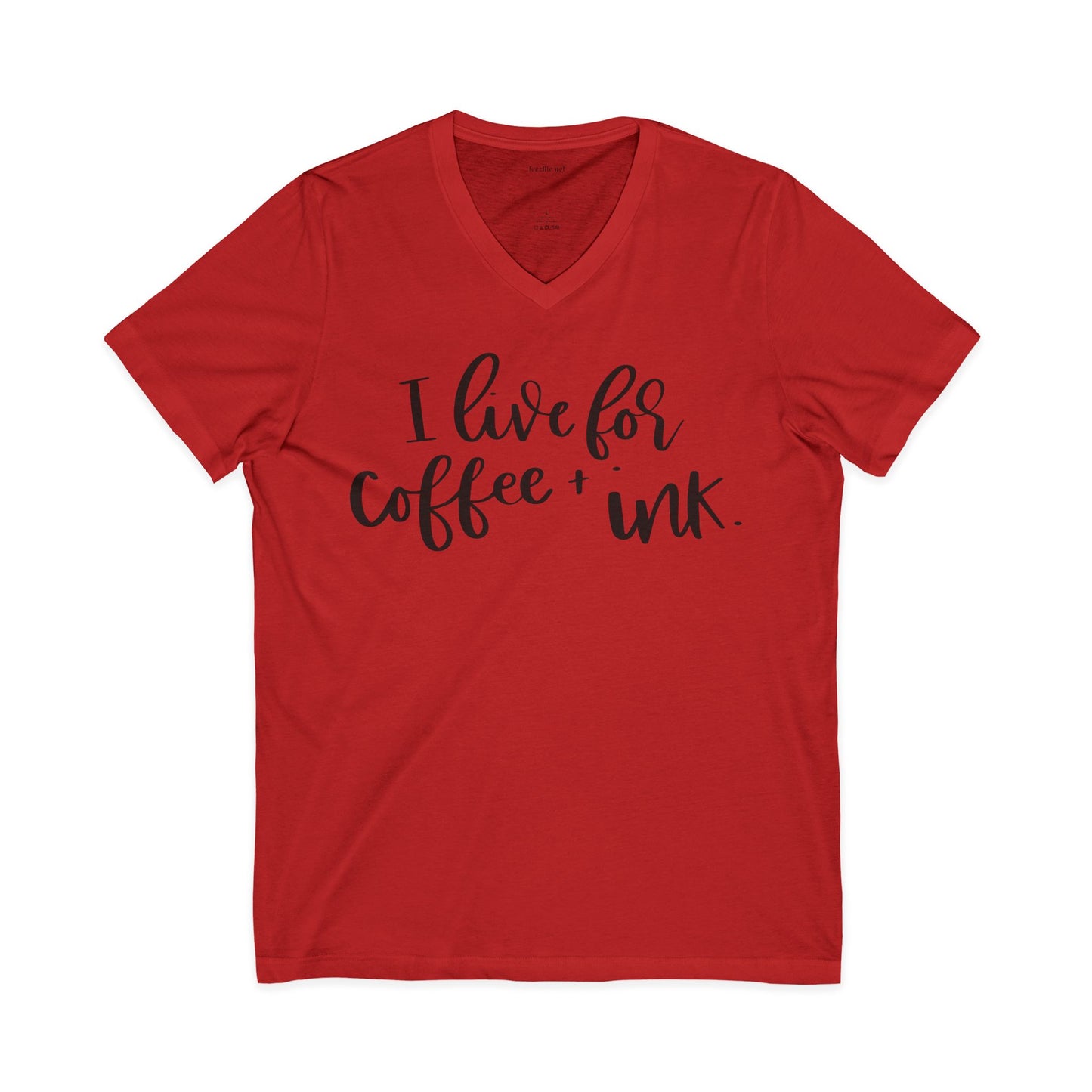 I Live for Coffee & Ink 01 Unisex Jersey Short Sleeve V-Neck Tee
