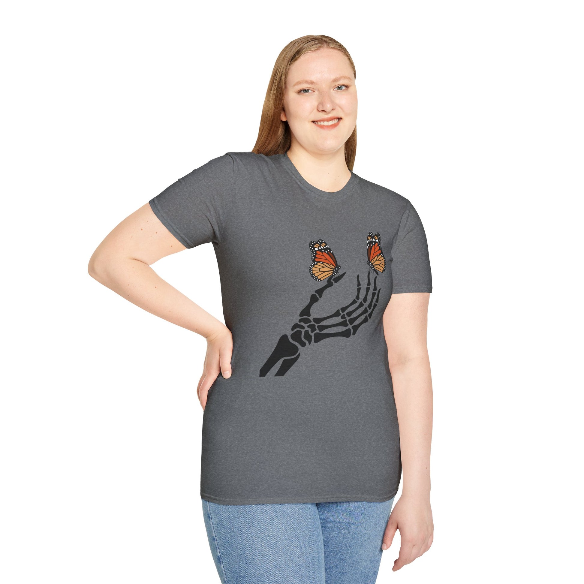 Hand with Butterfly - Unisex Softstyle T-Shirt 100% Cotton Graphic