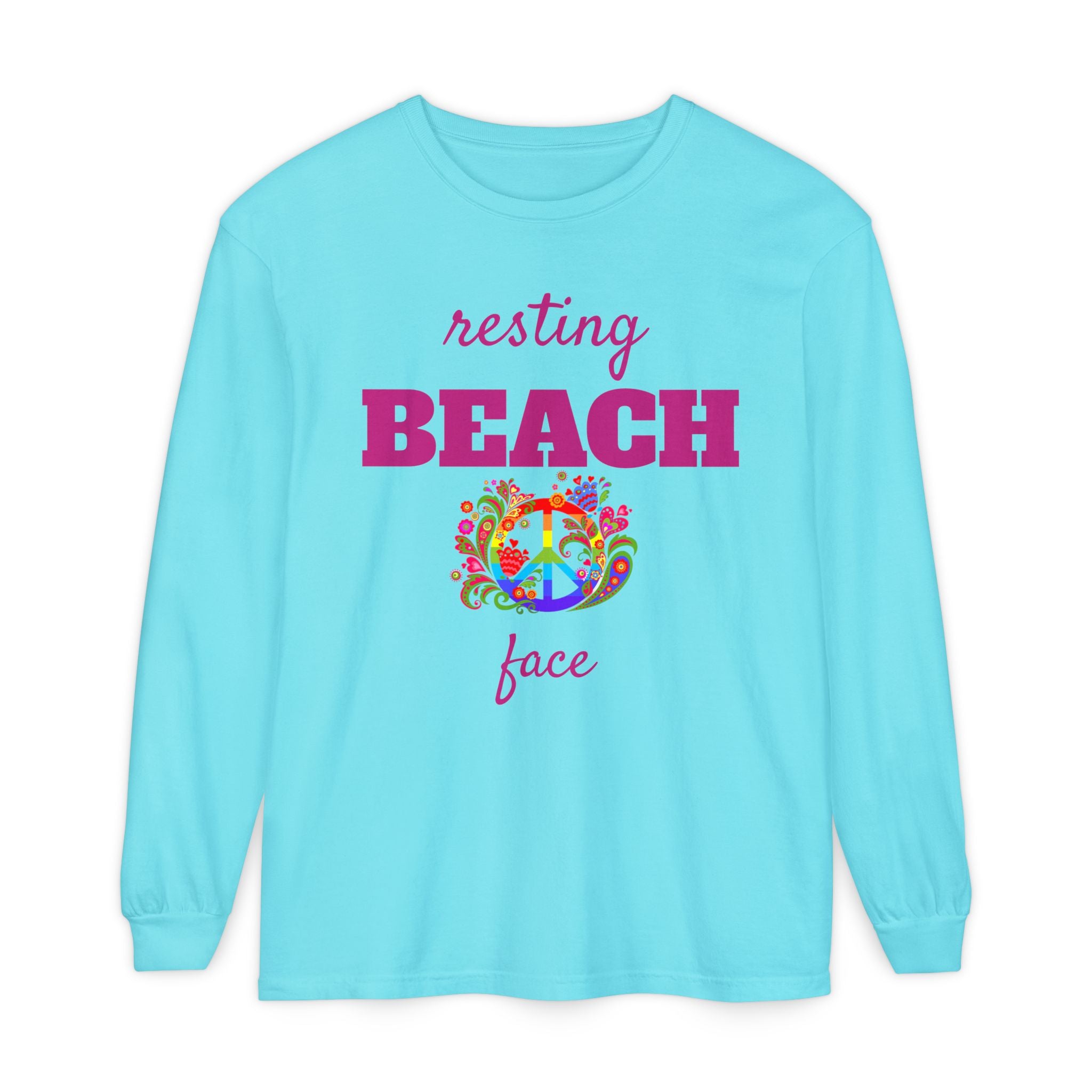 Resting Beach Face - Unisex Garment-dyed Long Sleeve T-Shirt