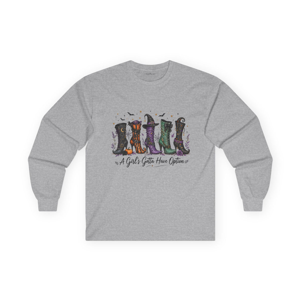 Witch Boots Graphic Long Sleeve Tee — “A Girl’s Gotta Have Options”
