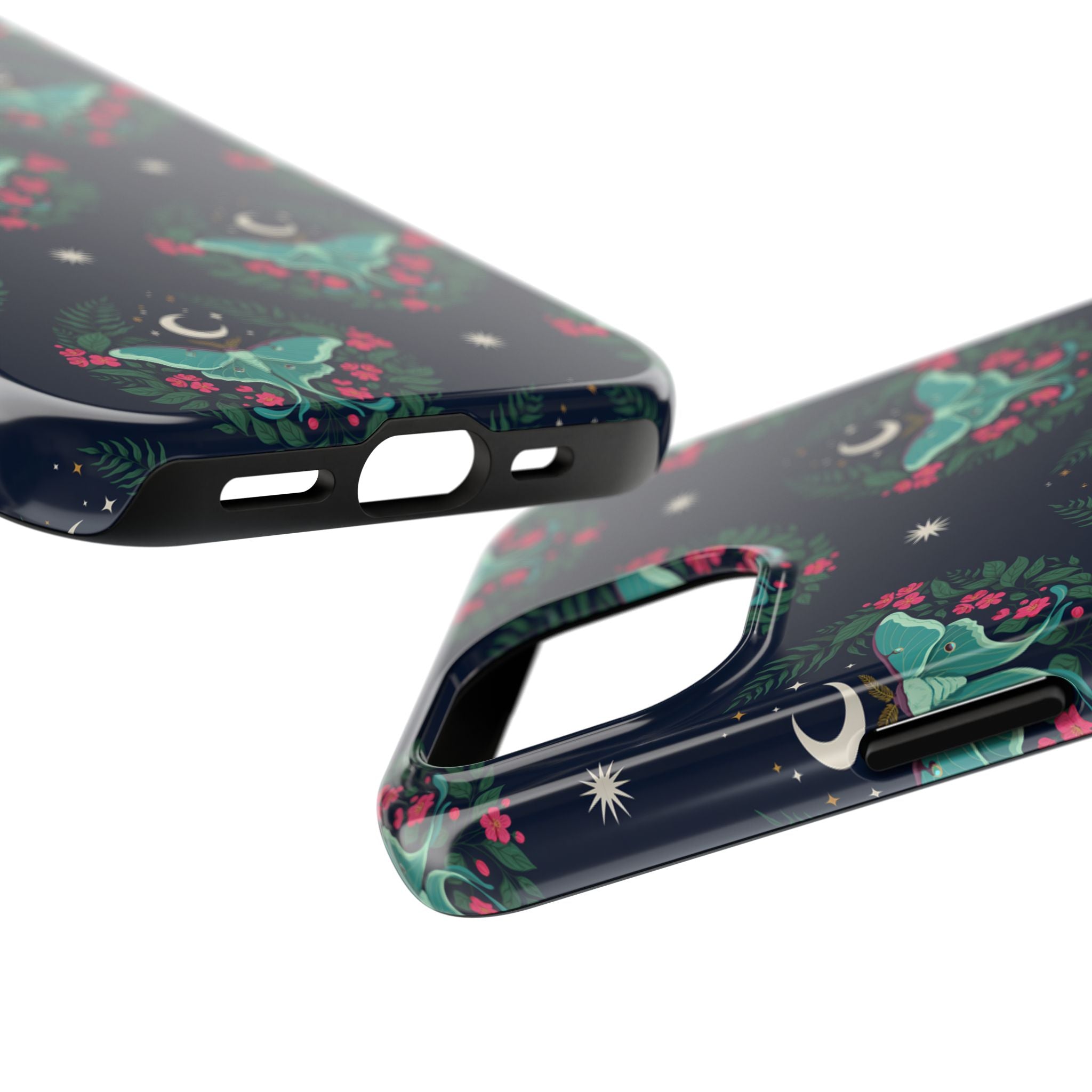 Moon Moth Tough Phone Case — Botanical Nightscape Protective Cover