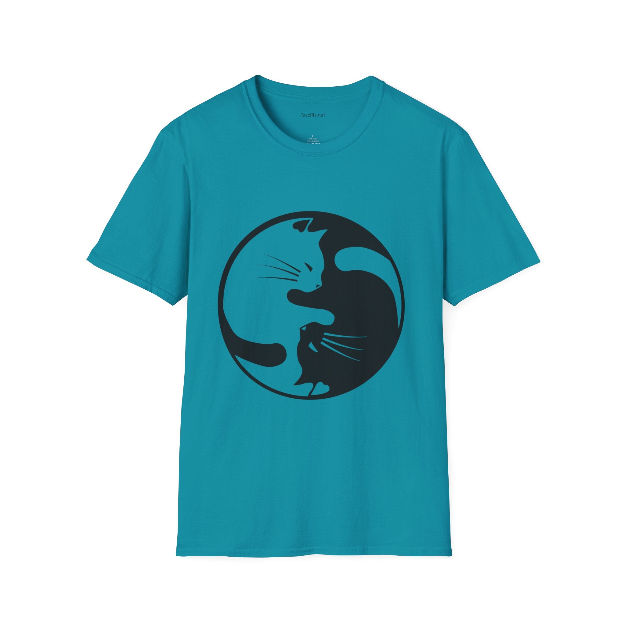 Yin Yang Cat3 Unisex Soft T-Shirt 100% Cotton Graphic