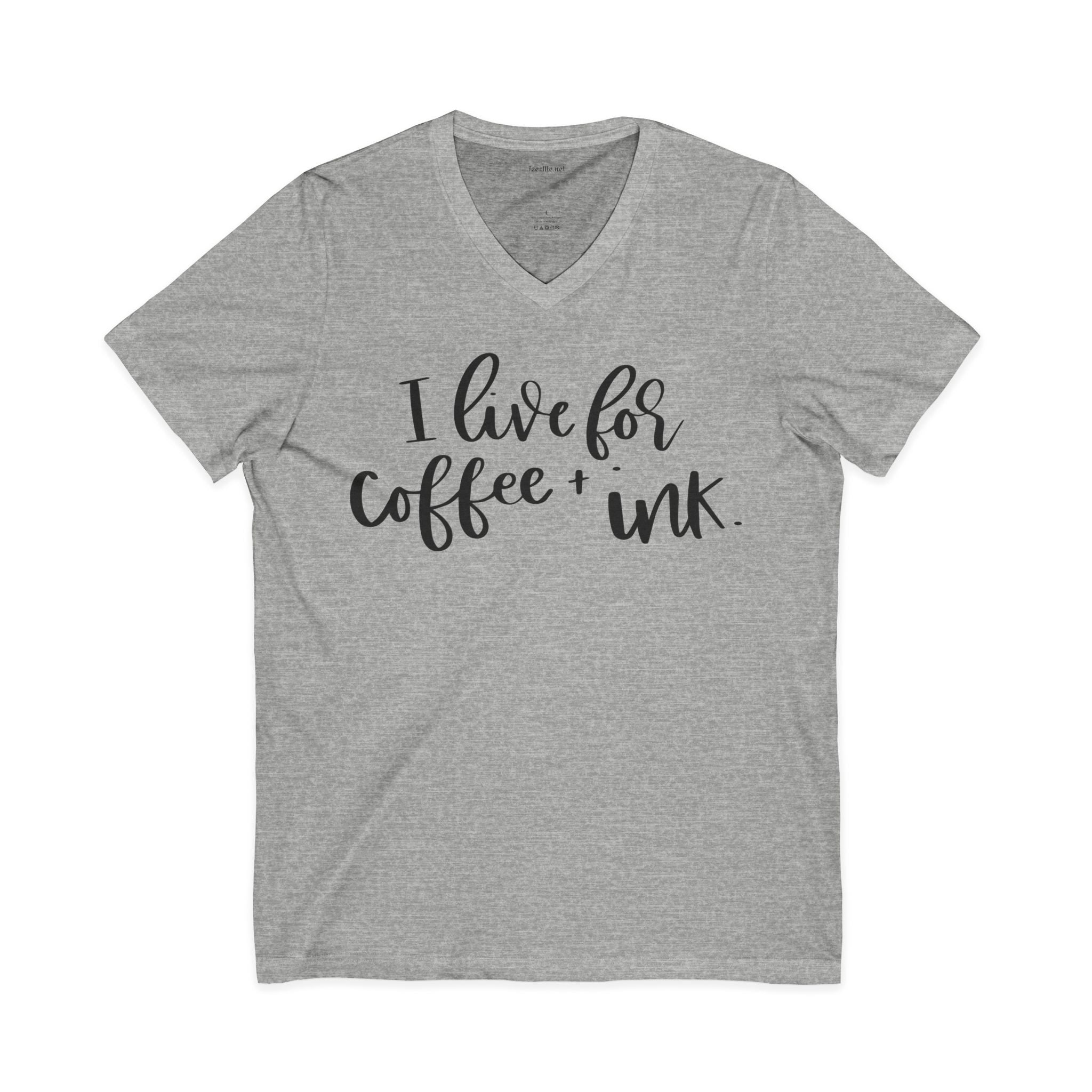 I Live for Coffee & Ink 01 Unisex Jersey Short Sleeve V-Neck Tee