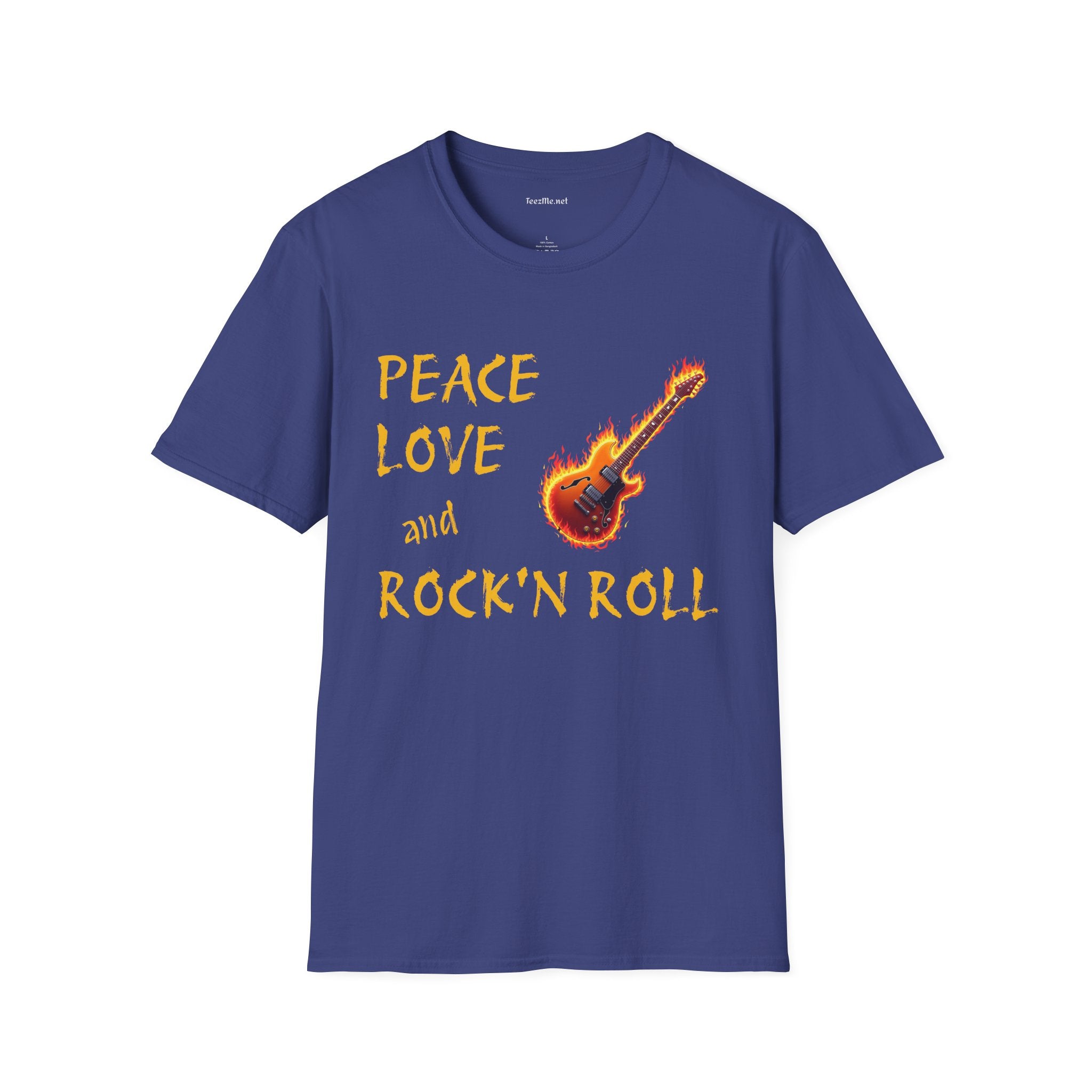 Peace Love and Rock'n Roll - Unisex Softstyle T-Shirt 100% Cotton Graphic