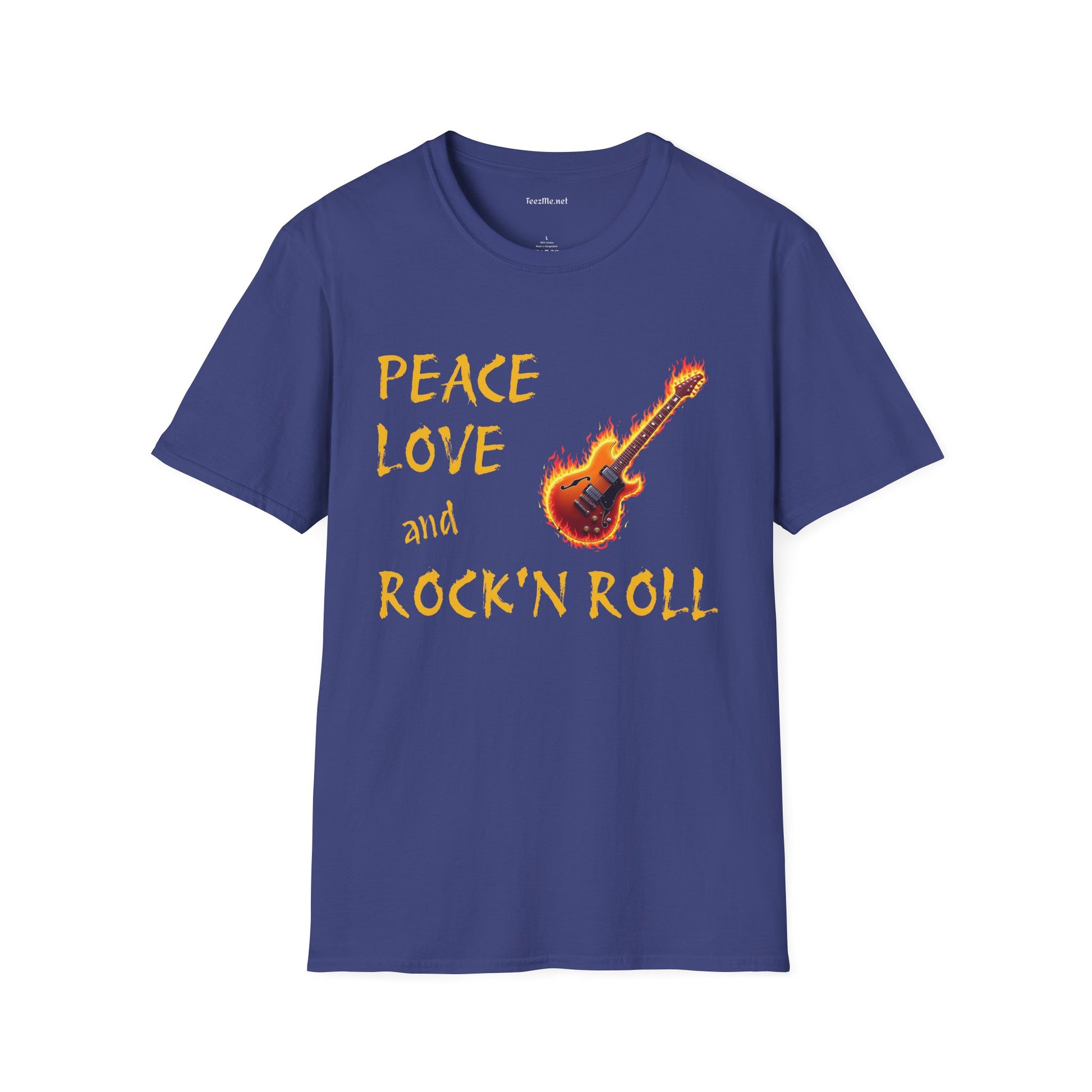 Peace Love and Rock'n Roll - Unisex Softstyle T-Shirt 100% Cotton Graphic