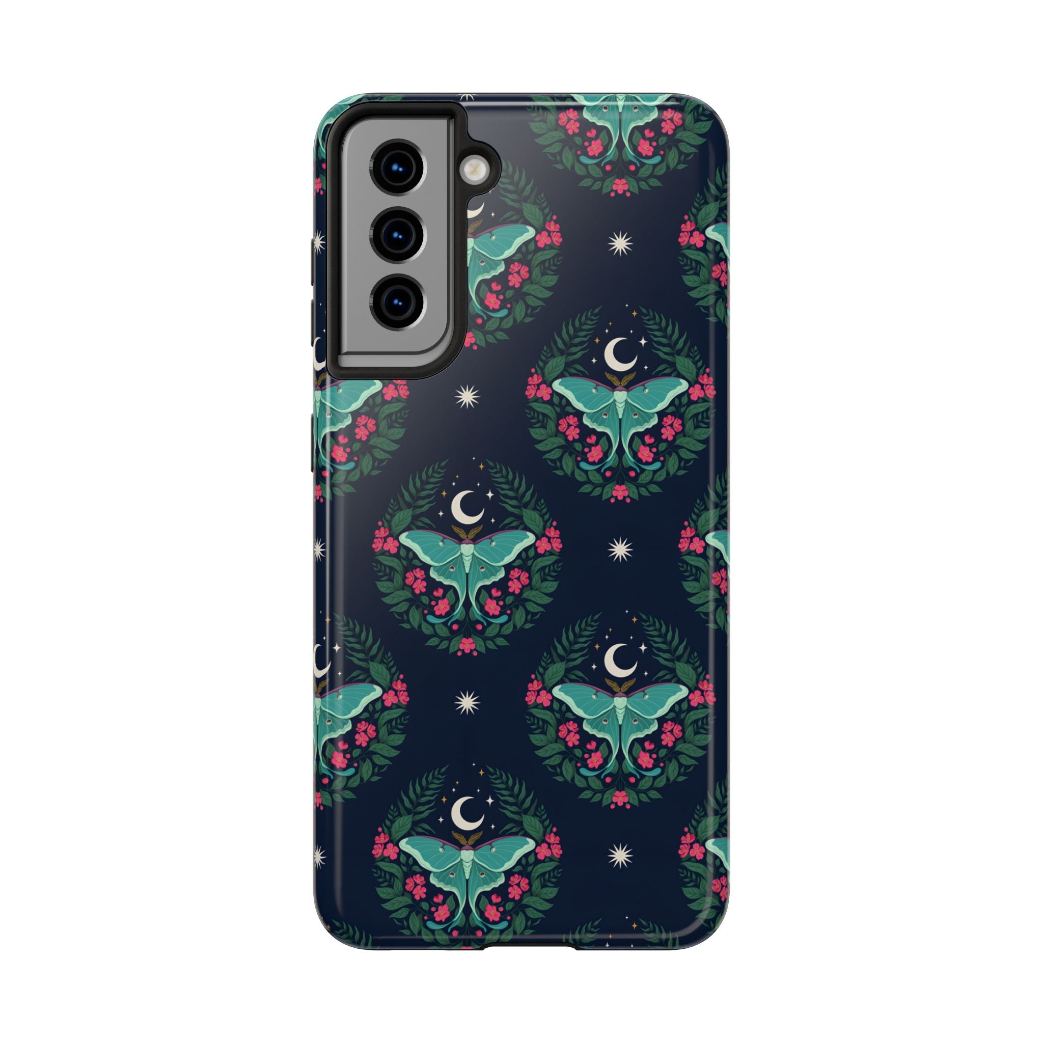 Moon Moth Tough Phone Case — Botanical Nightscape Protective Cover