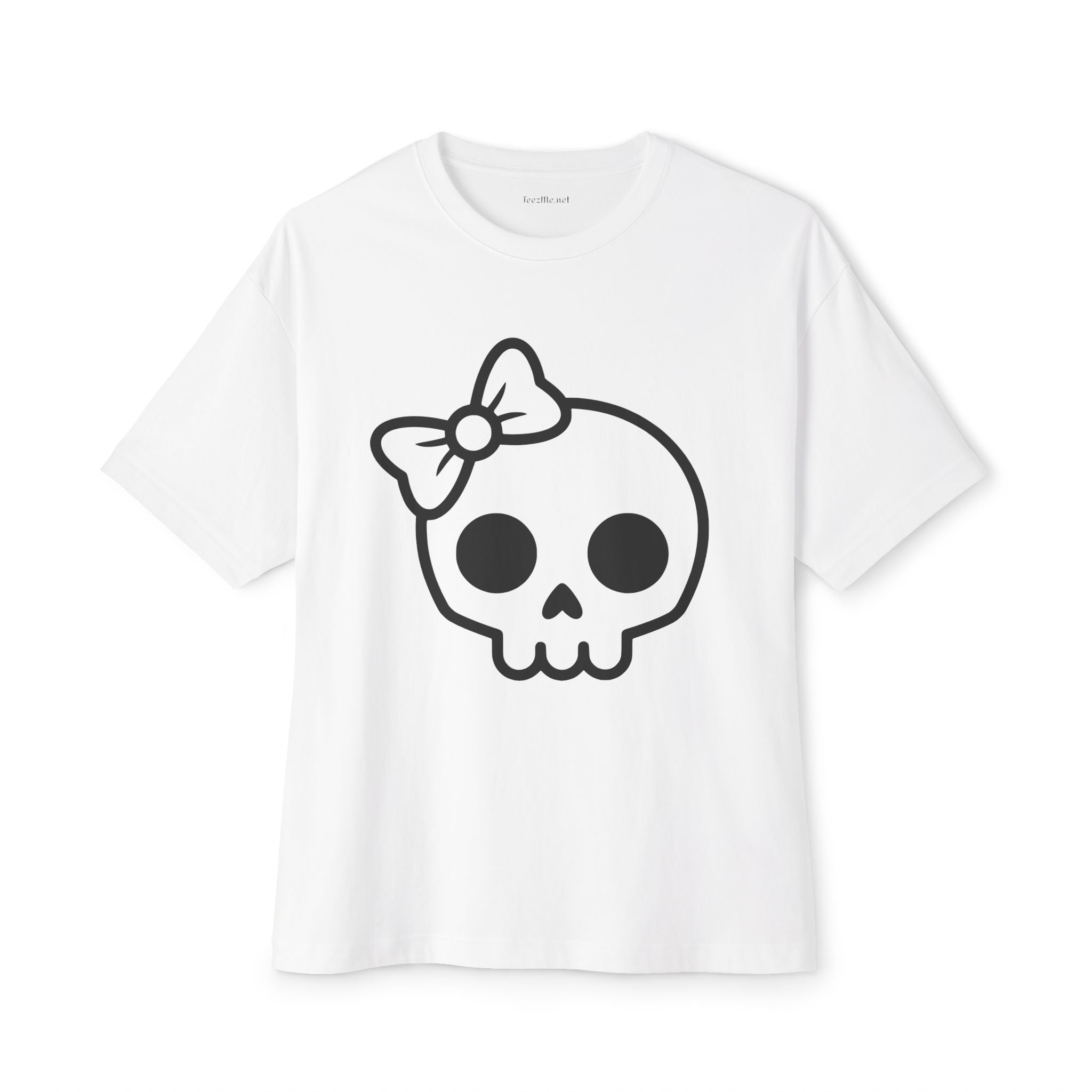 Skull with Bow Tee — Cute Gothic Oversized T-Shirt