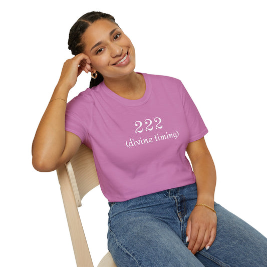 222 (divine timing) - Unisex Softstyle T-Shirt 100% Cotton Graphic #angel numbers
