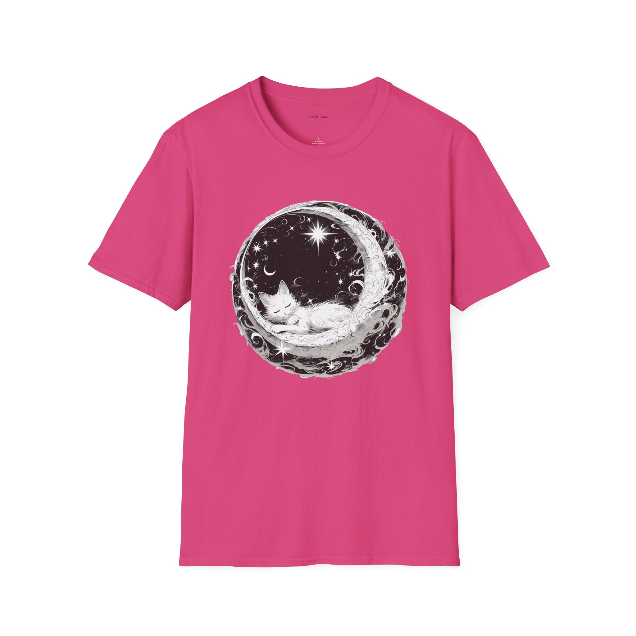 Moon Cat  - Unisex Softstyle T-Shirt 100% Cotton Graphic