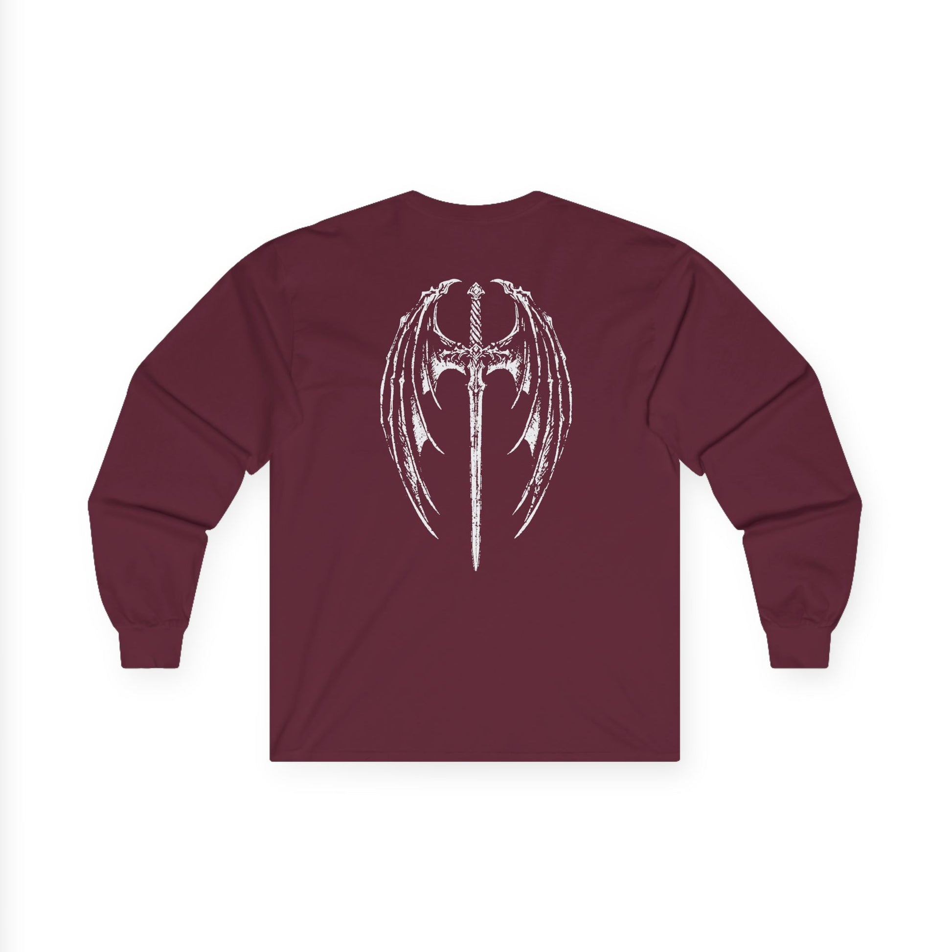 Gothic Winged Cross Long Sleeve Tee – Dark Angel Graphic Tee (back design)