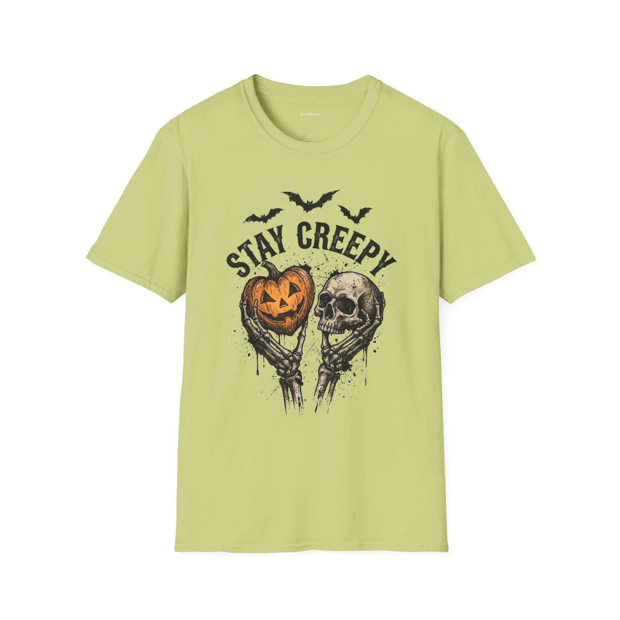Stay Creepy Halloween T-Shirt — Pumpkin & Skull Spooky Graphic Tee