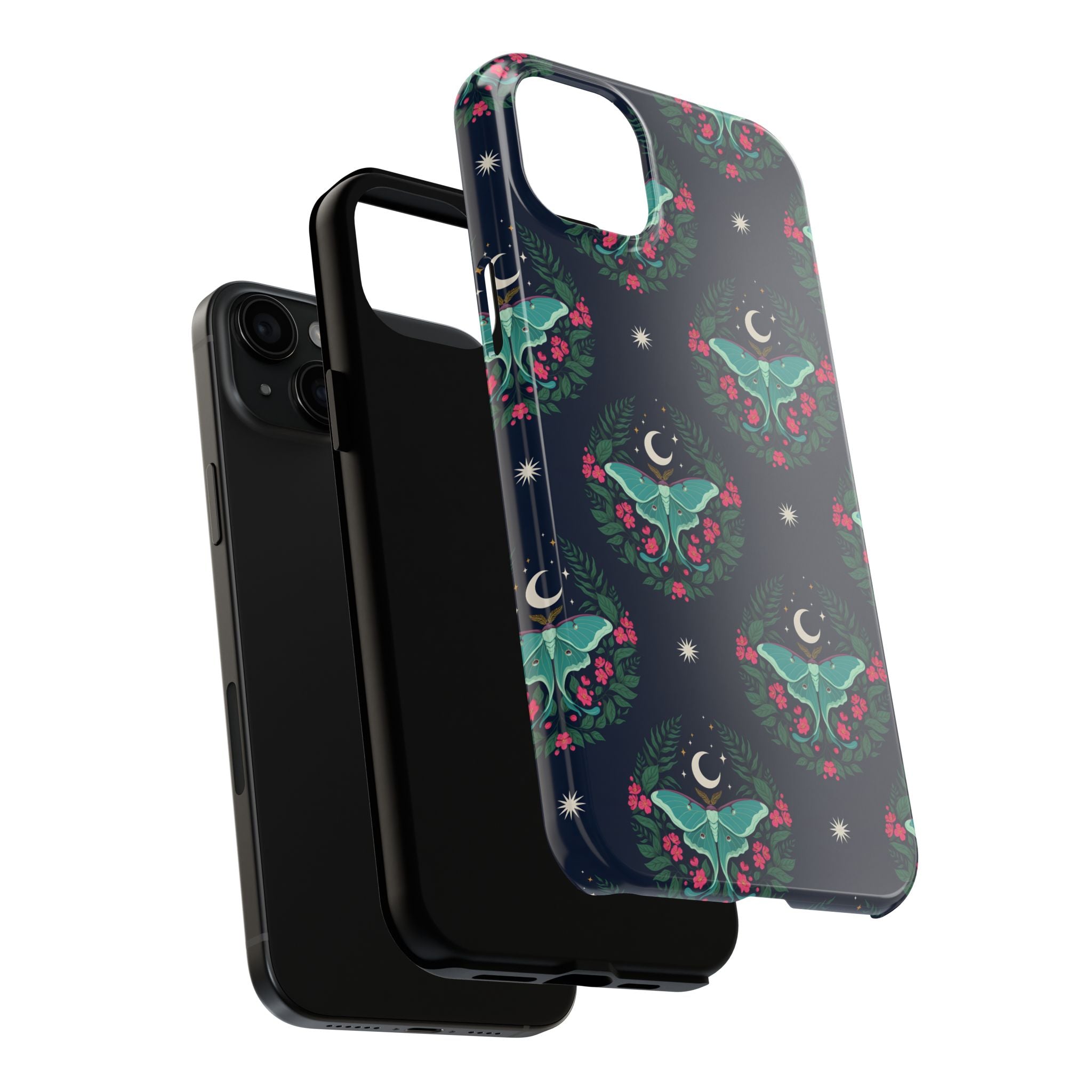 Moon Moth Tough Phone Case — Botanical Nightscape Protective Cover
