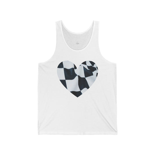 Race Flag Heart - Unisex Jersey Tank