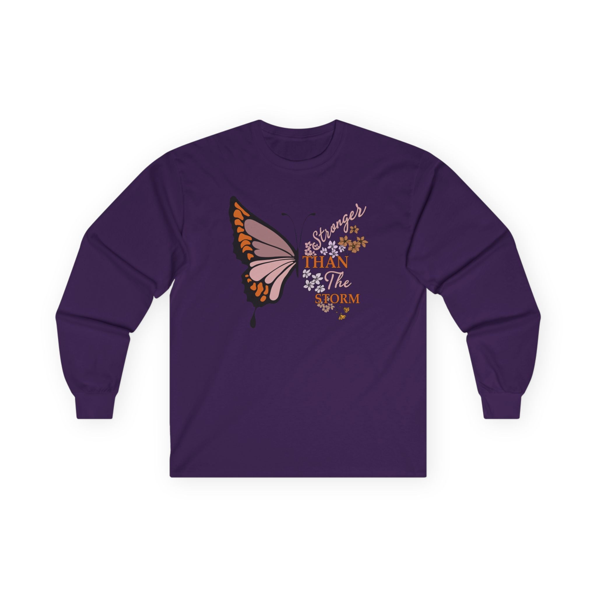 Stronger than the Storm with Butterfly Unisex Ultra Cotton Long Sleeve Tee