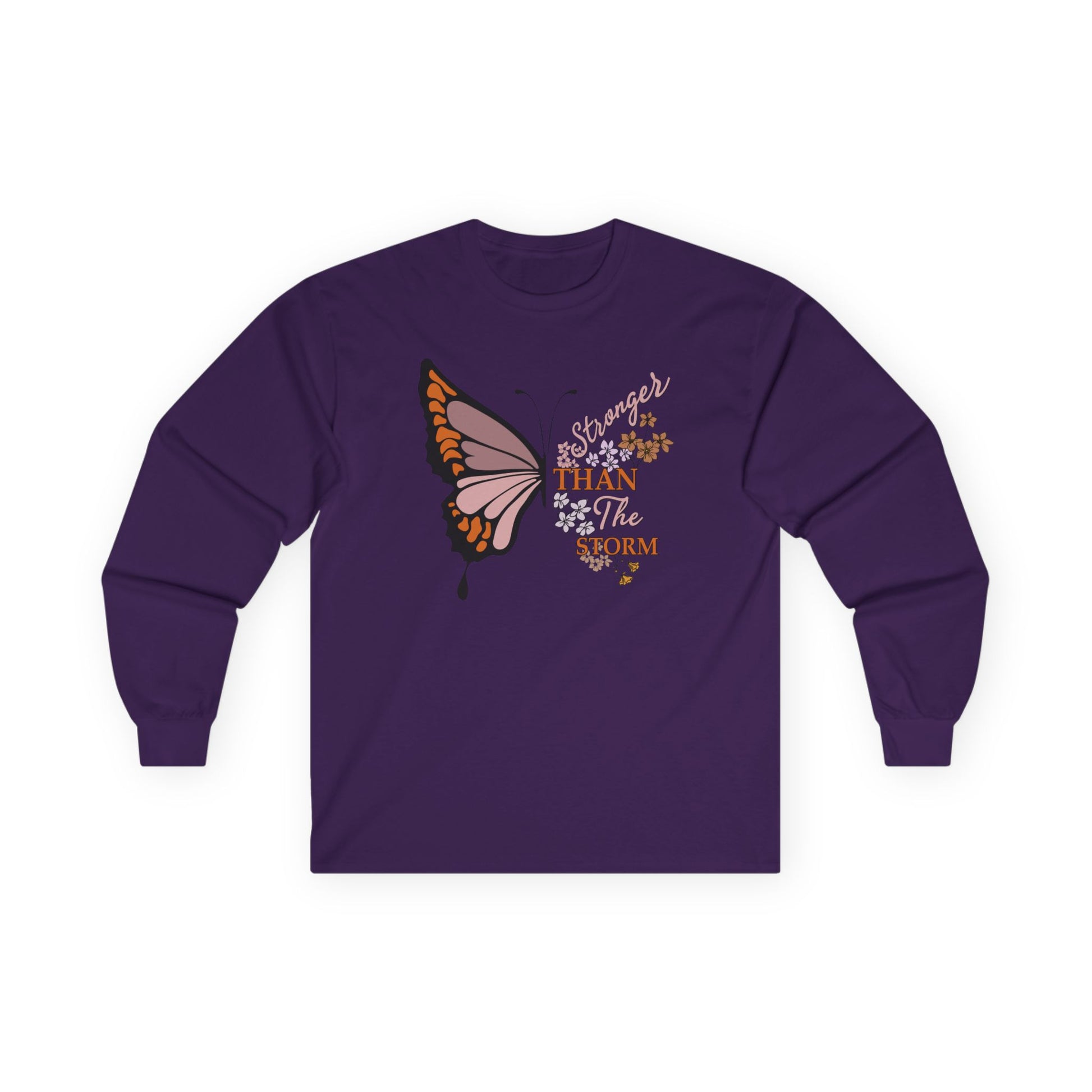 Stronger than the Storm with Butterfly Unisex Ultra Cotton Long Sleeve Tee