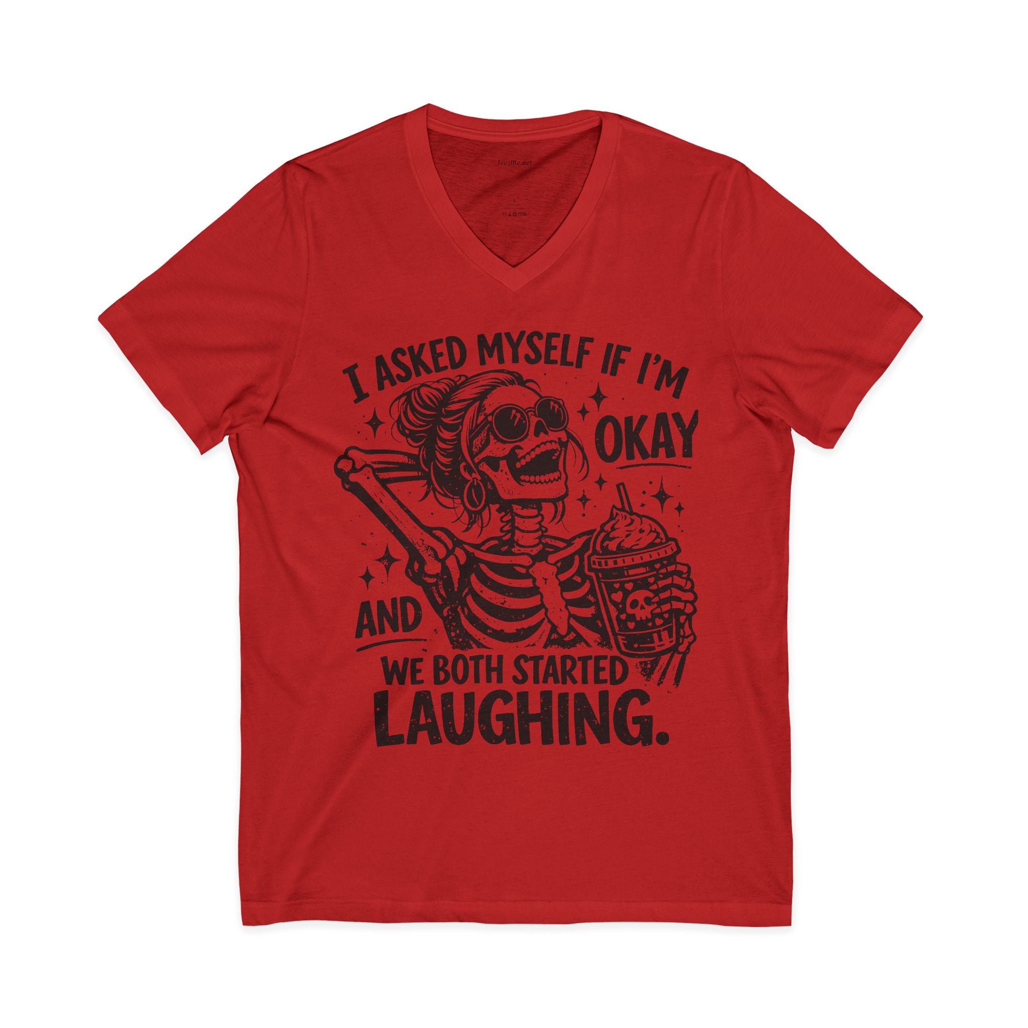I Asked Myself If 03 Unisex Jersey Short Sleeve V-Neck Tee