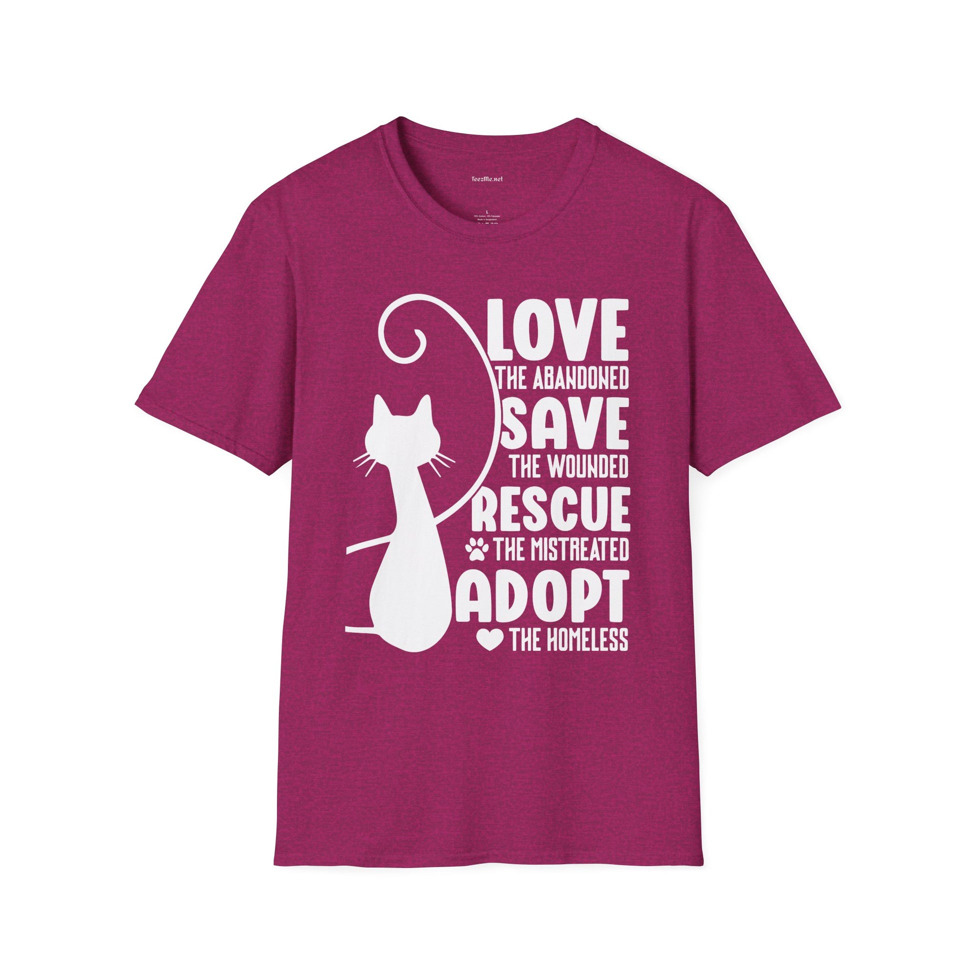 Cat Rescue T-Shirt — "Love the Abandoned, Save the Wounded" Adoption Tee