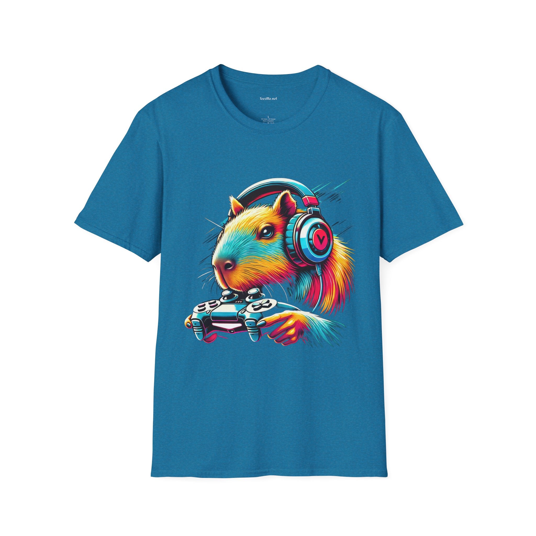 Capybara Video Gamer Unisex Softstyle T-Shirt 100% Cotton Graphic