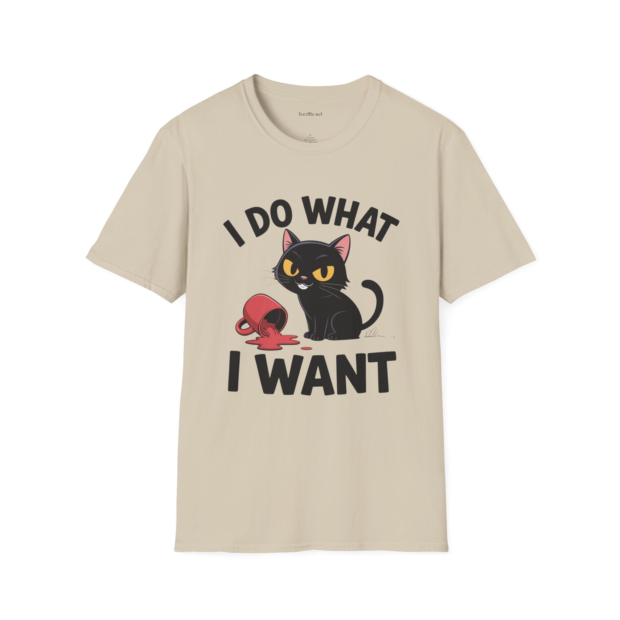 I Do What I Want (with Cat)  Unisex Softstyle T-Shirt 100% Cotton Graphic