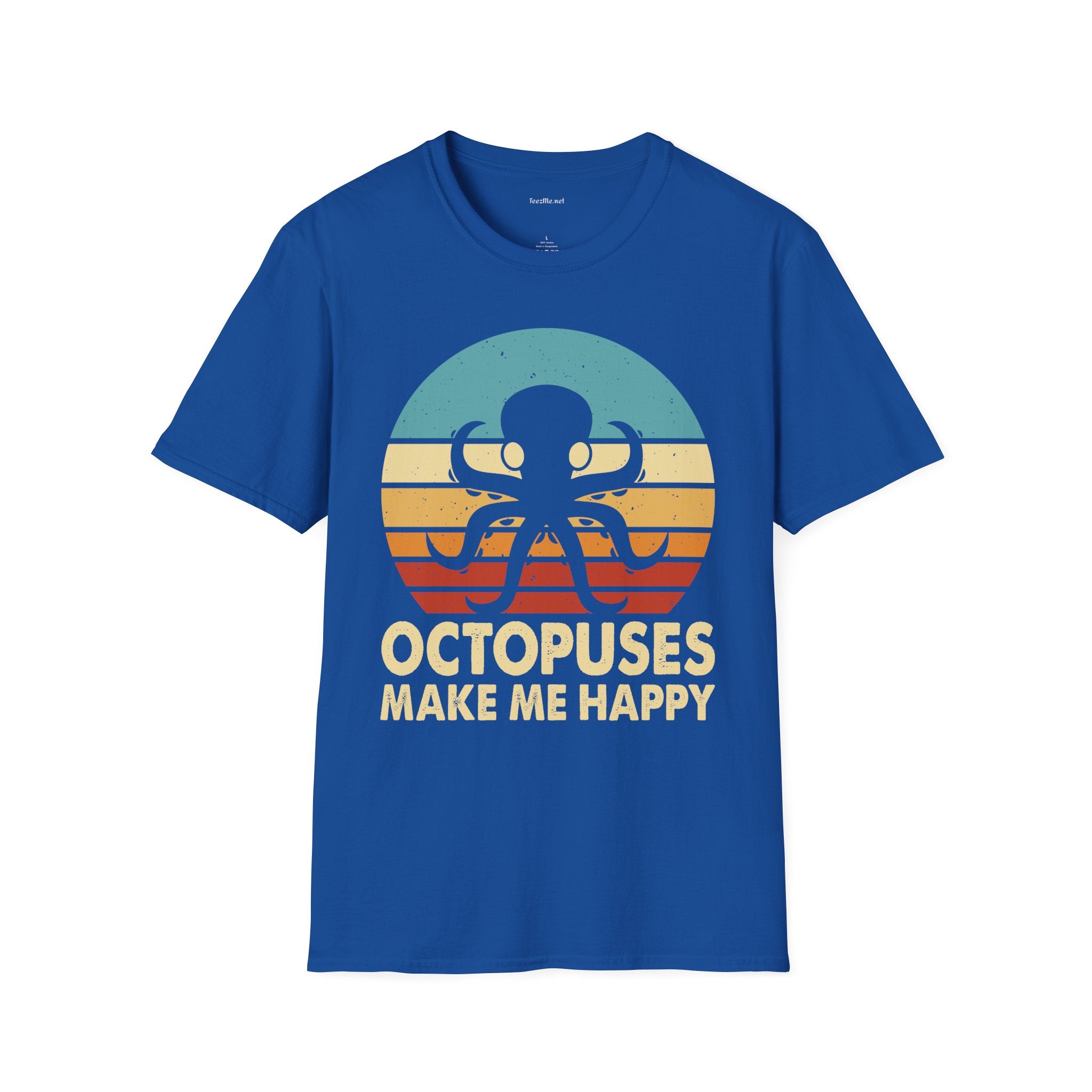 Octopuses Make Me Happy Unisex Softstyle T-Shirt 100% Cotton Graphic