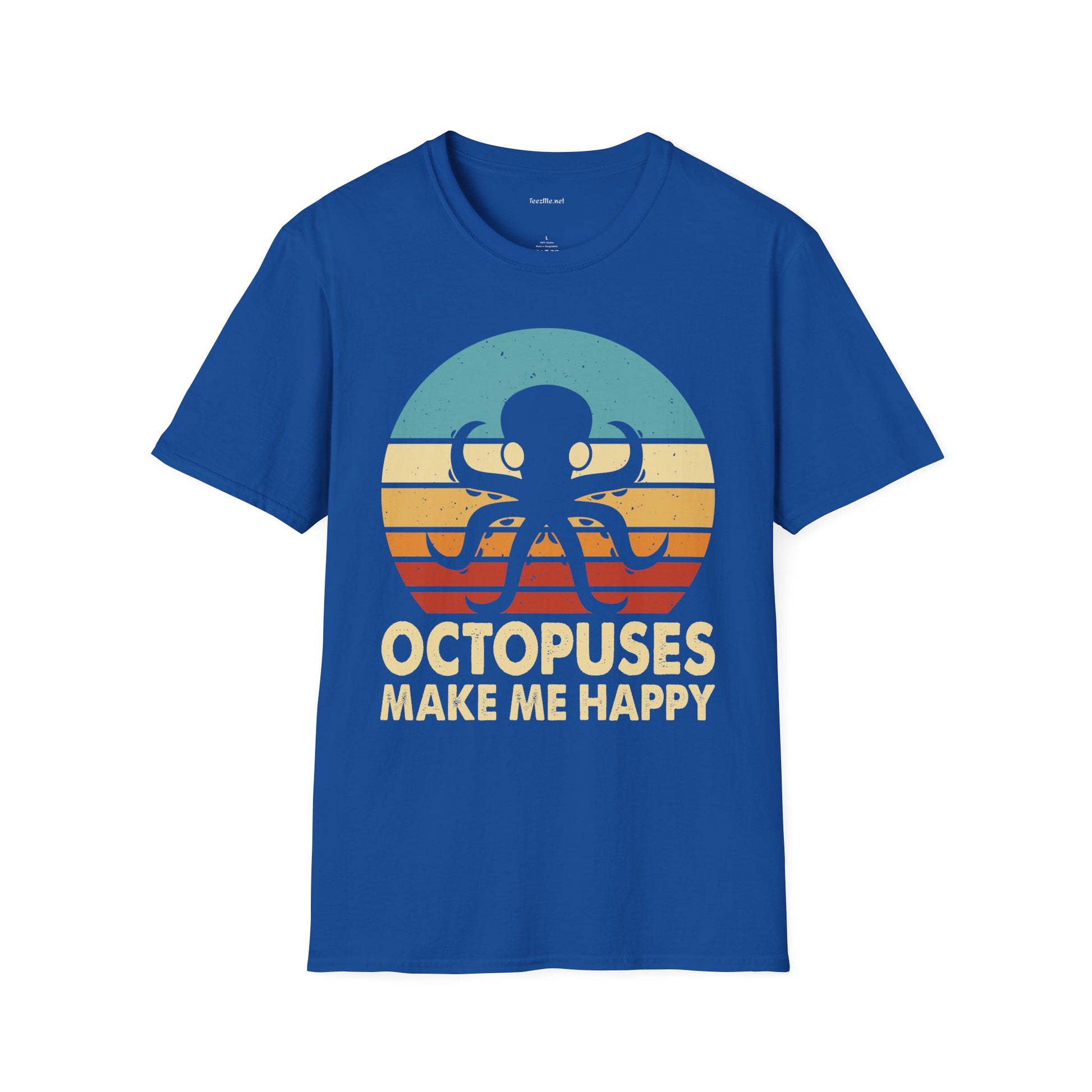 Octopuses Make Me Happy Unisex Softstyle T-Shirt 100% Cotton Graphic
