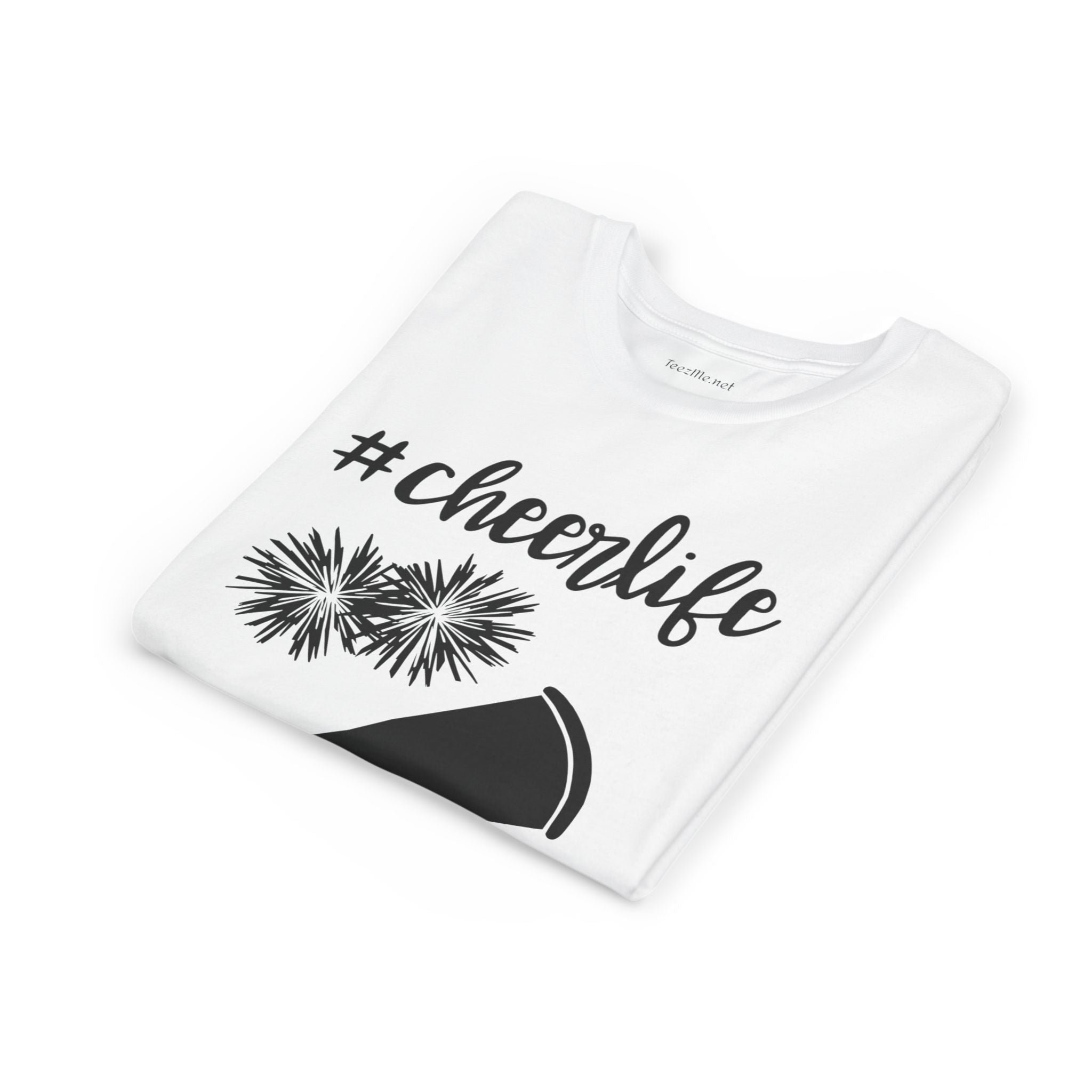 Youth Cheer Tee - “#cheerlife” Megaphone & Pom Design